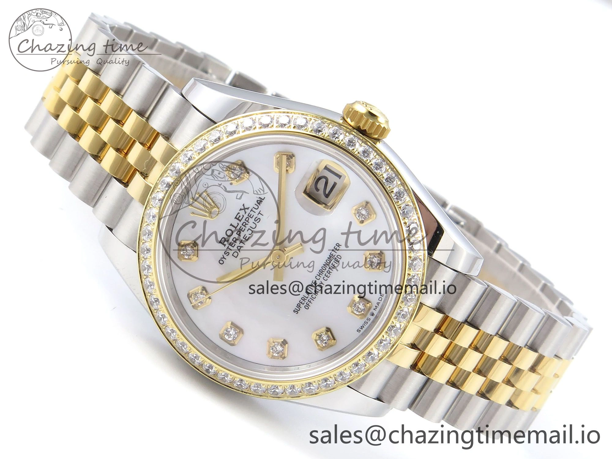 DateJust 31 278383RBR ARF 1:1 Best Edition 904L Steel White MOP Dial Diamonds Bezel on SS YG Jubilee Bracelet ETA 2688