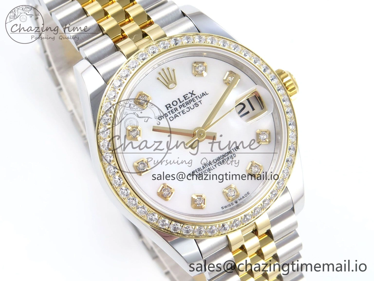 DateJust 31 278383RBR ARF 1:1 Best Edition 904L Steel White MOP Dial Diamonds Bezel on SS YG Jubilee Bracelet ETA 2688