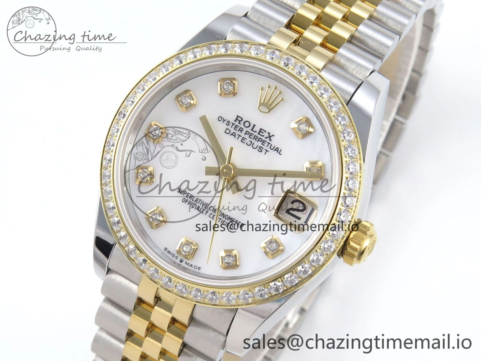 DateJust 31 278383RBR ARF 1:1 Best Edition 904L Steel White MOP Dial Diamonds Bezel on SS YG Jubilee Bracelet ETA 2688