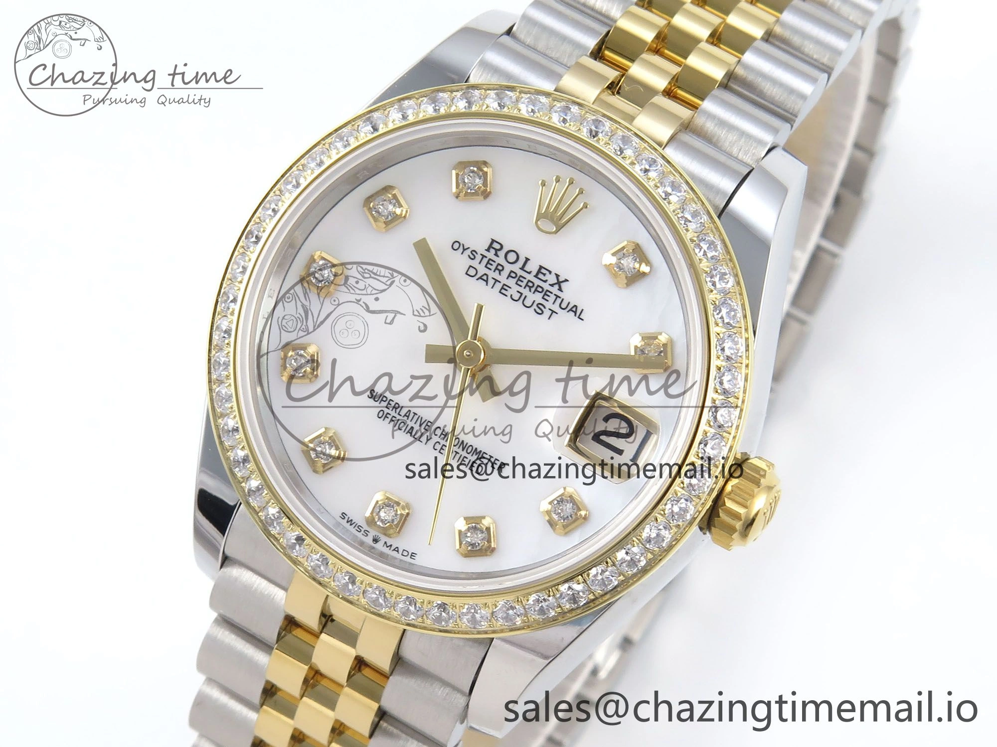 DateJust 31 278383RBR ARF 1:1 Best Edition 904L Steel White MOP Dial Diamonds Bezel on SS YG Jubilee Bracelet ETA 2688