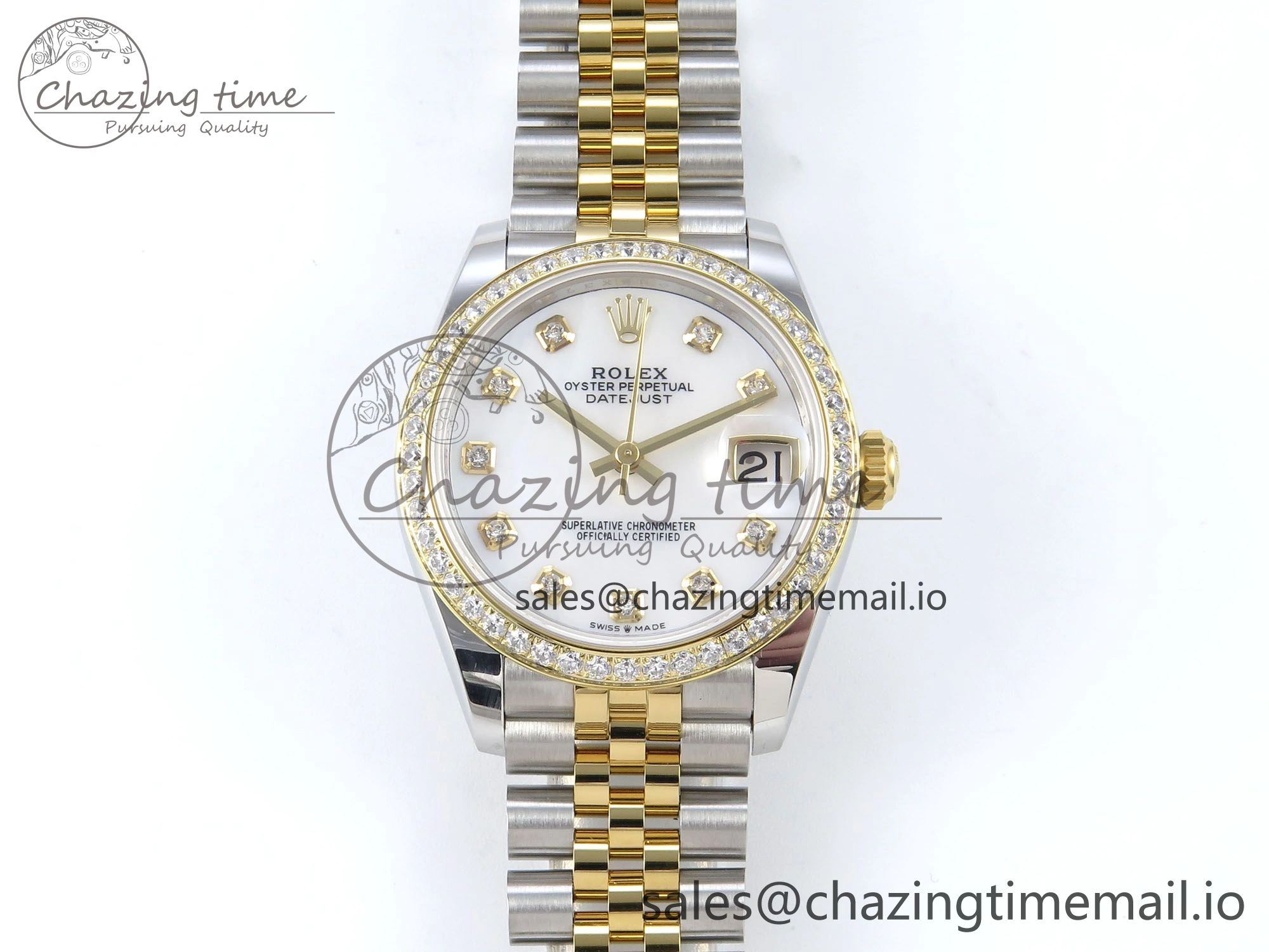 DateJust 31 278383RBR ARF 1:1 Best Edition 904L Steel White MOP Dial Diamonds Bezel on SS YG Jubilee Bracelet ETA 2688