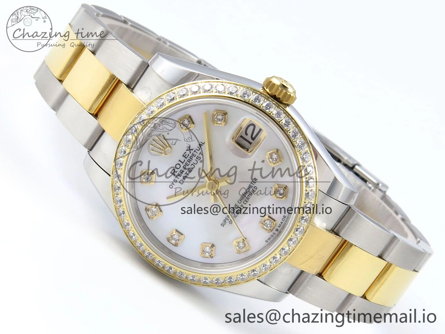 DateJust 31 278383RBR ARF 1:1 Best Edition 904L Steel White MOP Dial Diamonds Bezel on SS YG Oyster Bracelet ETA 2688