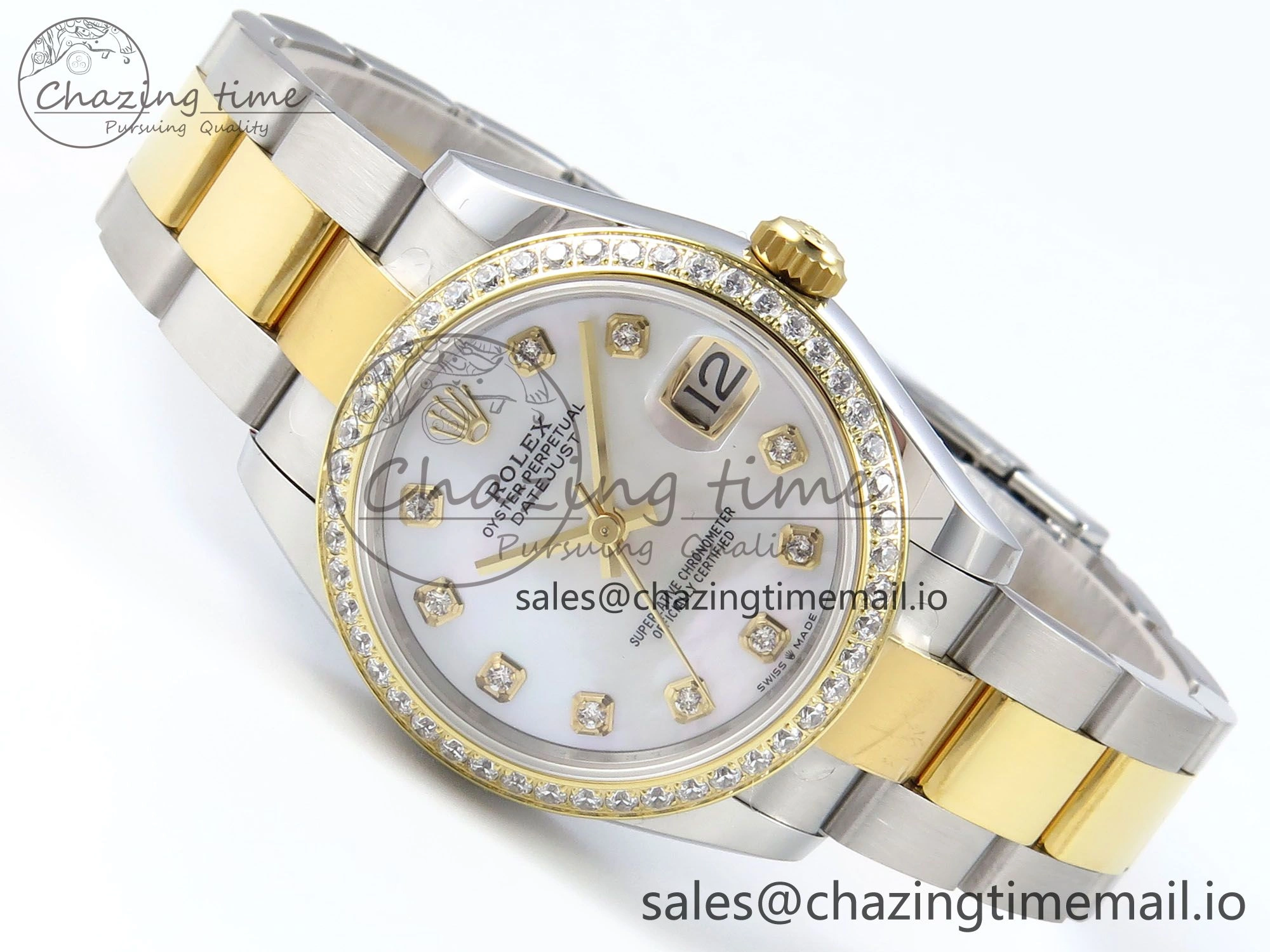 DateJust 31 278383RBR ARF 1:1 Best Edition 904L Steel White MOP Dial Diamonds Bezel on SS YG Oyster Bracelet ETA 2688