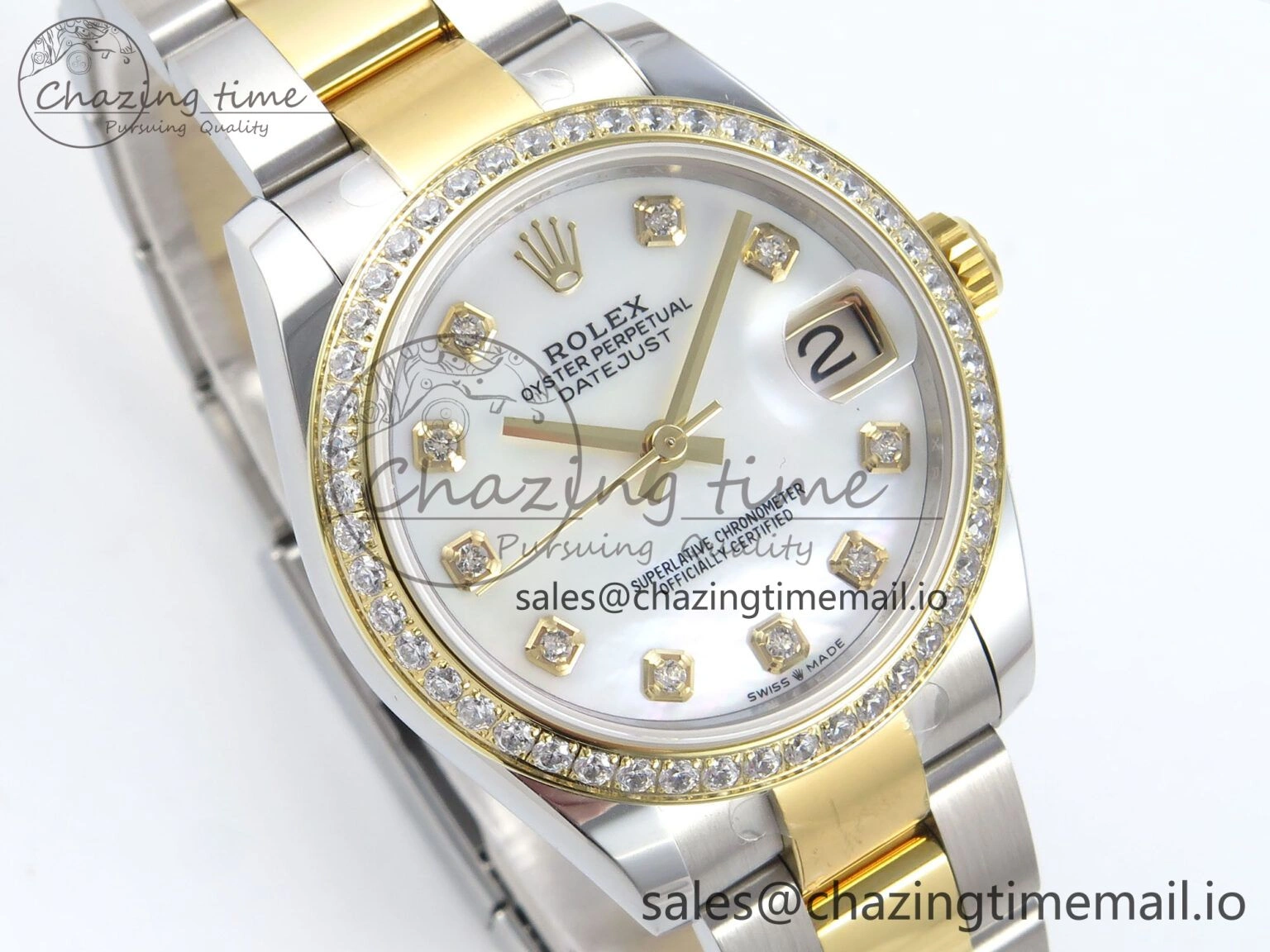 DateJust 31 278383RBR ARF 1:1 Best Edition 904L Steel White MOP Dial Diamonds Bezel on SS YG Oyster Bracelet ETA 2688