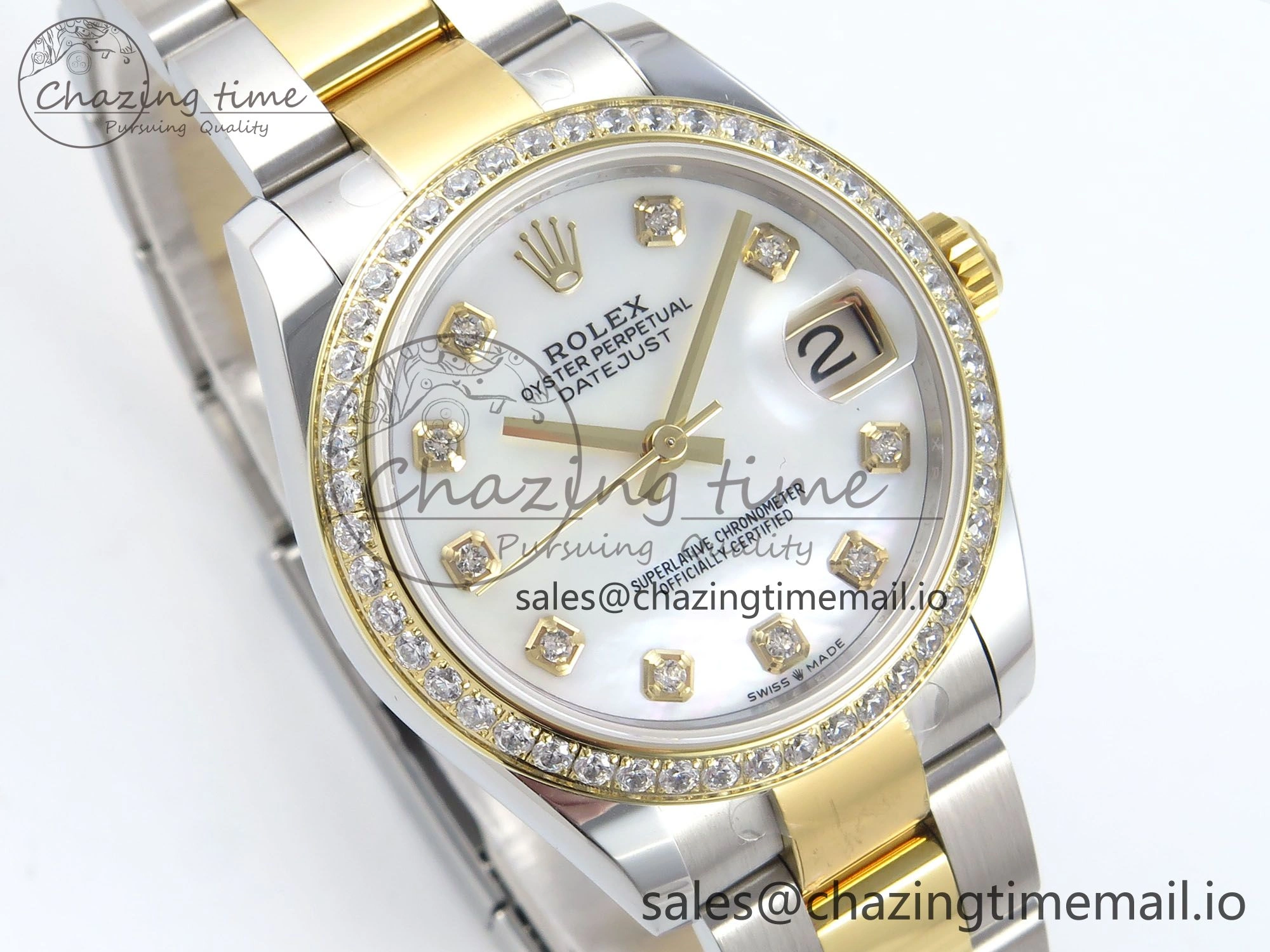 DateJust 31 278383RBR ARF 1:1 Best Edition 904L Steel White MOP Dial Diamonds Bezel on SS YG Oyster Bracelet ETA 2688