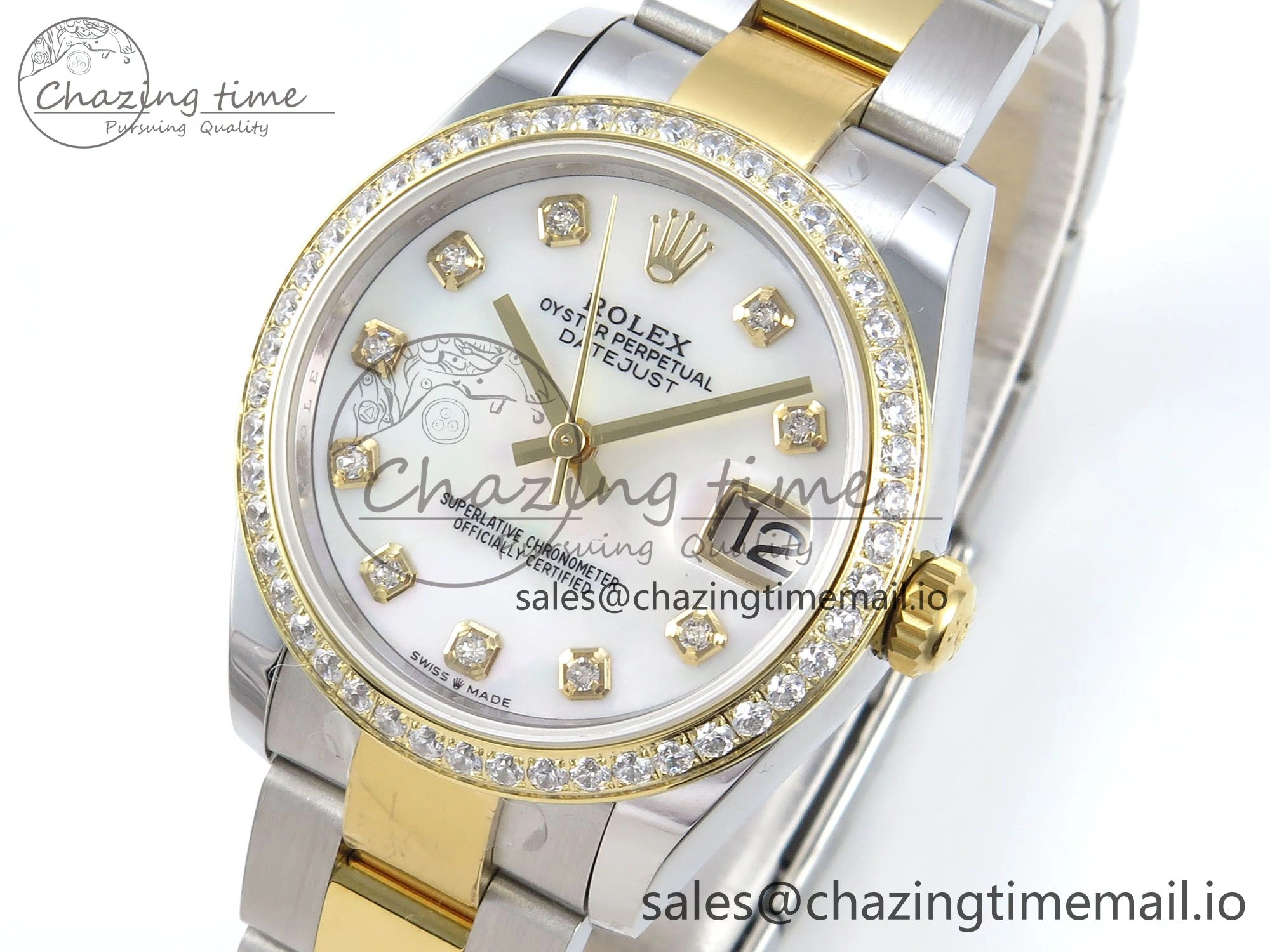 DateJust 31 278383RBR ARF 1:1 Best Edition 904L Steel White MOP Dial Diamonds Bezel on SS YG Oyster Bracelet ETA 2688