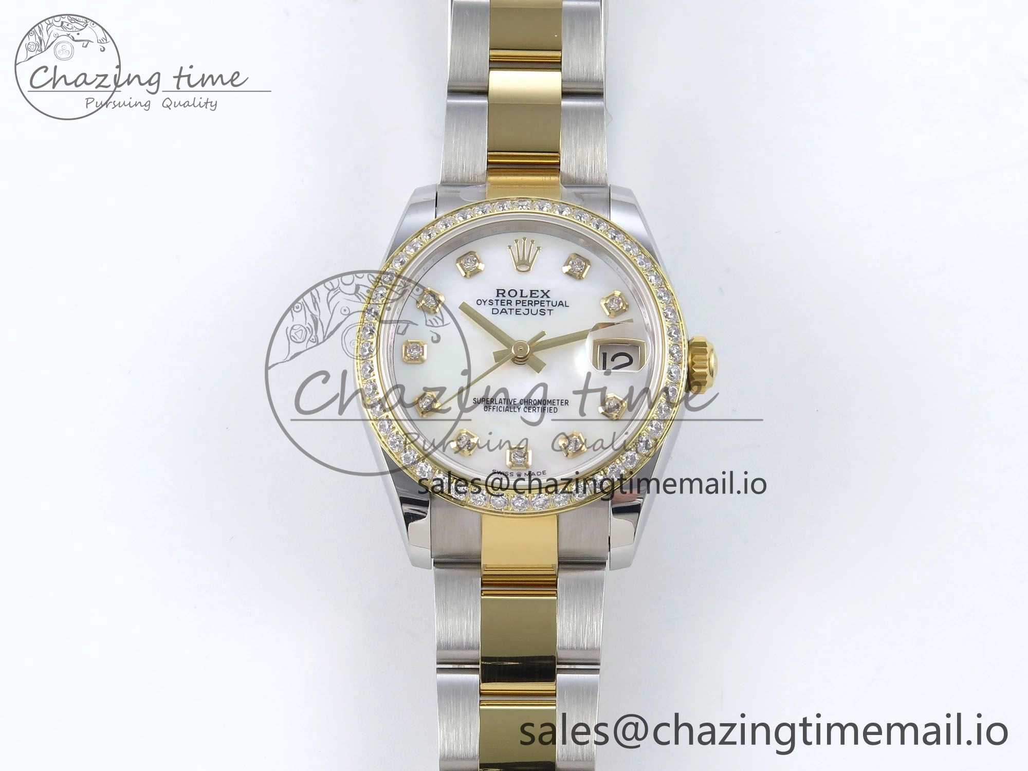 DateJust 31 278383RBR ARF 1:1 Best Edition 904L Steel White MOP Dial Diamonds Bezel on SS YG Oyster Bracelet ETA 2688