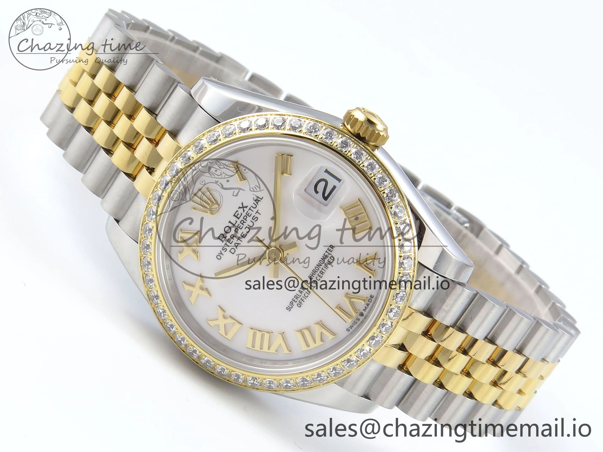 DateJust 31 278383RBR ARF 1:1 Best Edition 904L Steel White Roman Dial Diamonds Bezel on SS YG Jubilee Bracelet ETA 2688