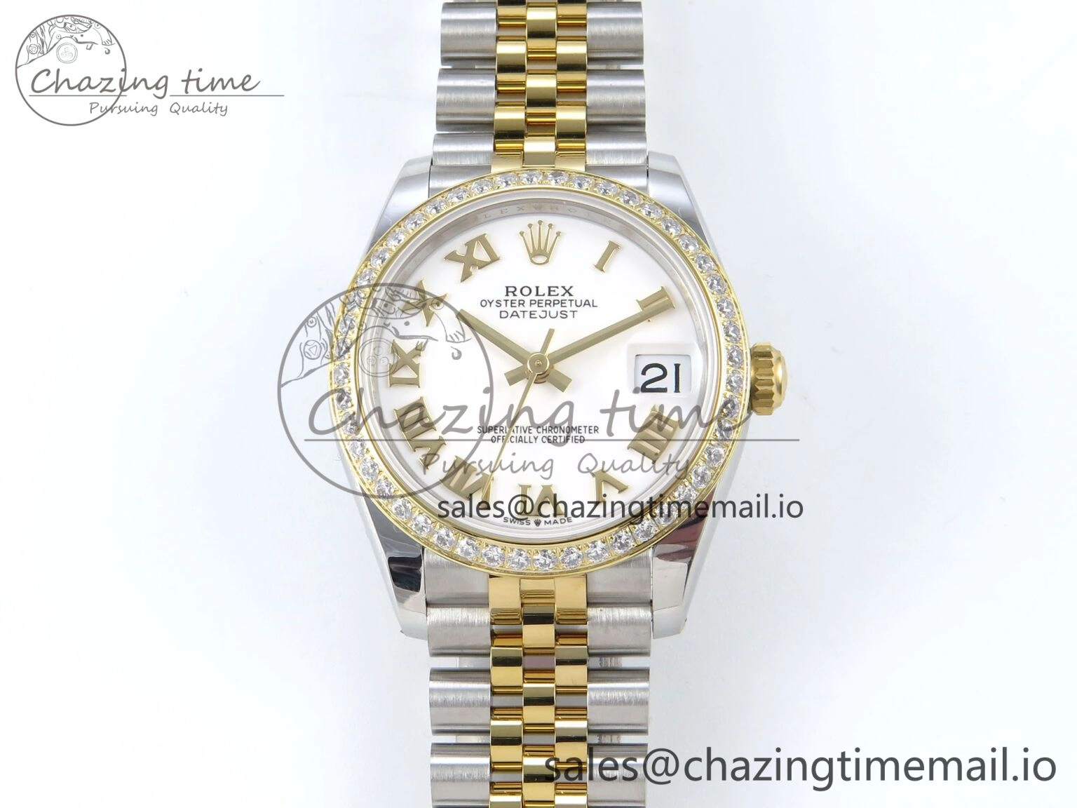 DateJust 31 278383RBR ARF 1:1 Best Edition 904L Steel White Roman Dial Diamonds Bezel on SS YG Jubilee Bracelet ETA 2688