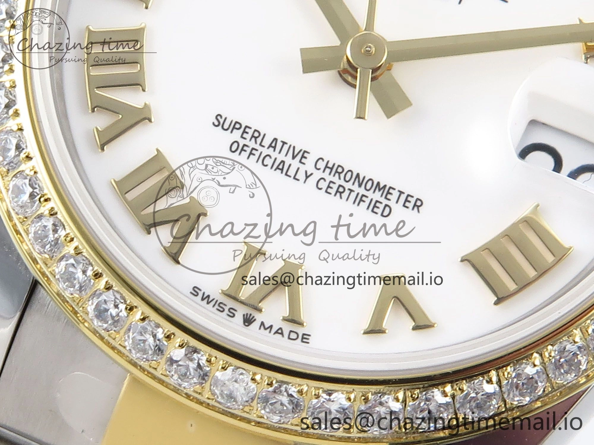 DateJust 31 278383RBR ARF 1:1 Best Edition 904L Steel White Roman Dial Diamonds Bezel on SS YG Oyster Bracelet ETA 2688