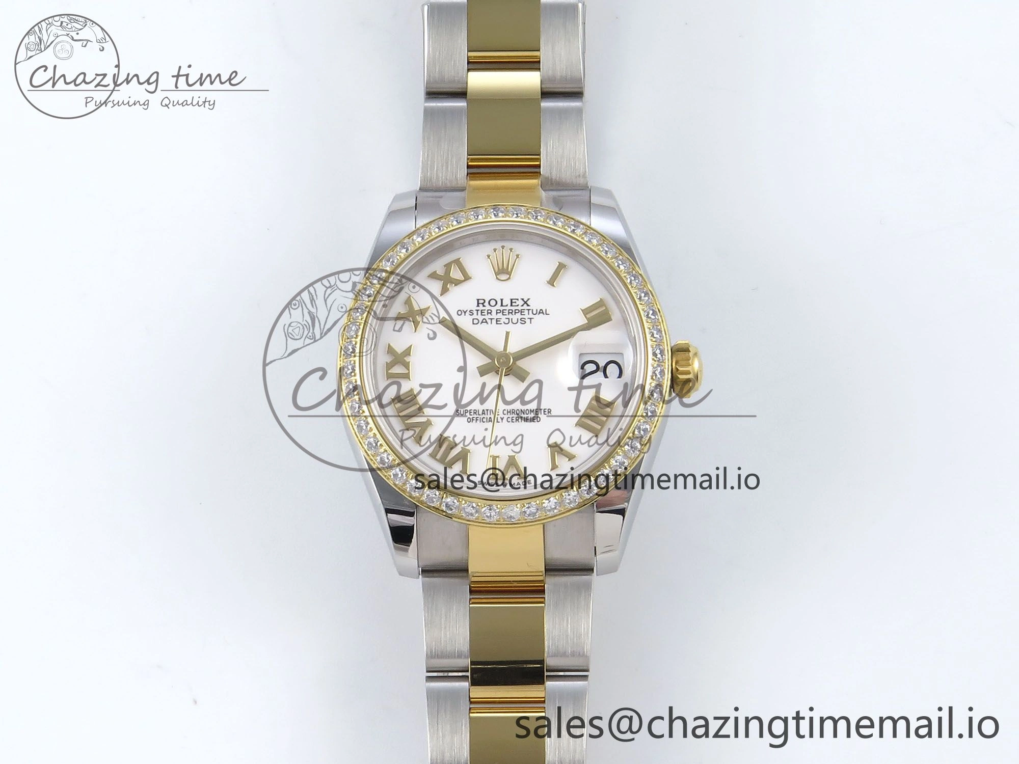 DateJust 31 278383RBR ARF 1:1 Best Edition 904L Steel White Roman Dial Diamonds Bezel on SS YG Oyster Bracelet ETA 2688