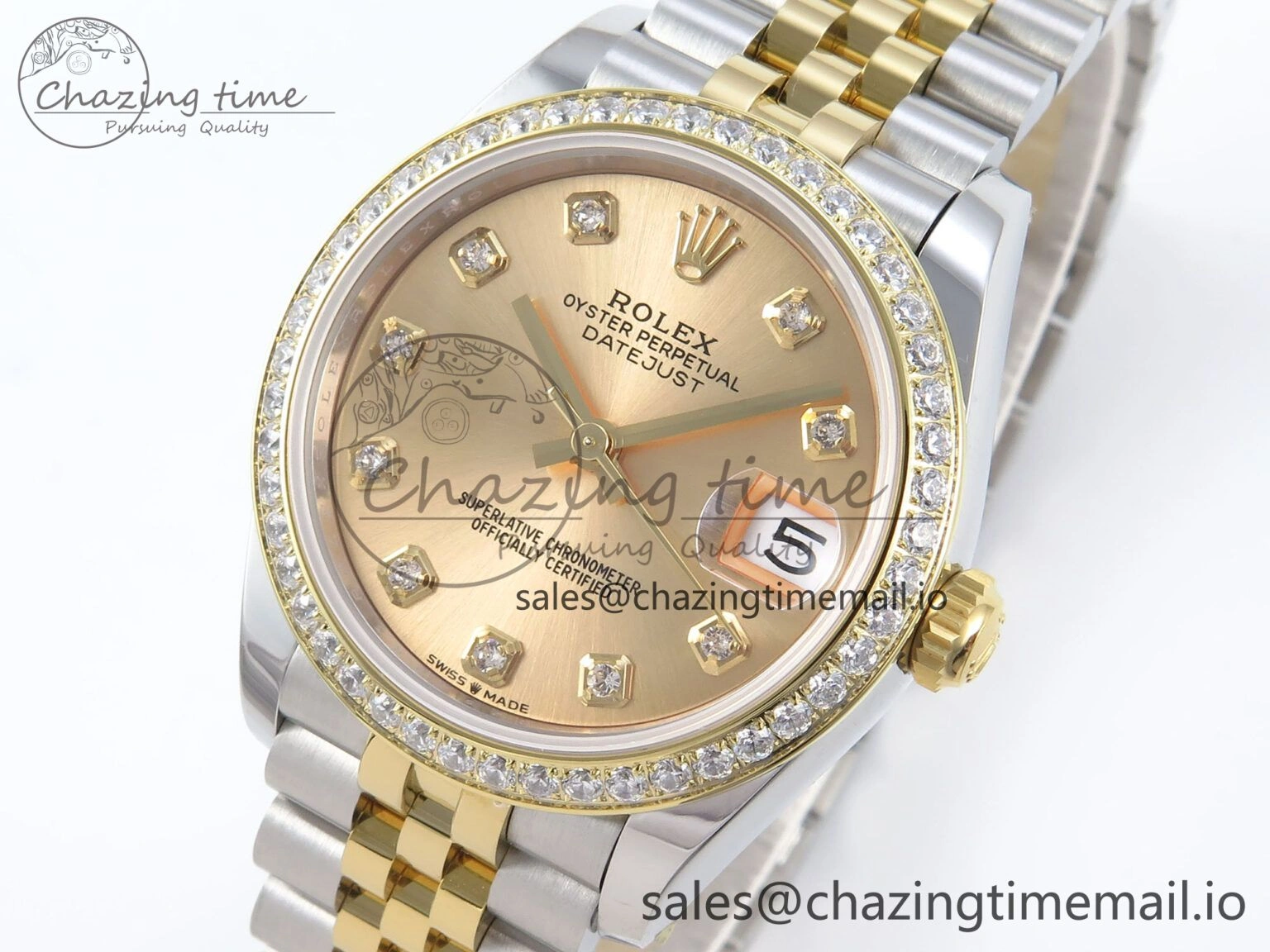 DateJust 31 278383RBR ARF 1:1 Best Edition 904L Steel YG Diamonds Dial Diamonds Bezel on SS YG Jubilee Bracelet ETA 2688