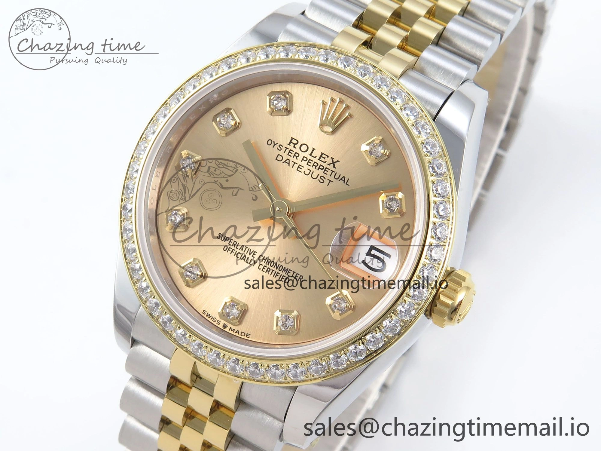 DateJust 31 278383RBR ARF 1:1 Best Edition 904L Steel YG Diamonds Dial Diamonds Bezel on SS YG Jubilee Bracelet ETA 2688