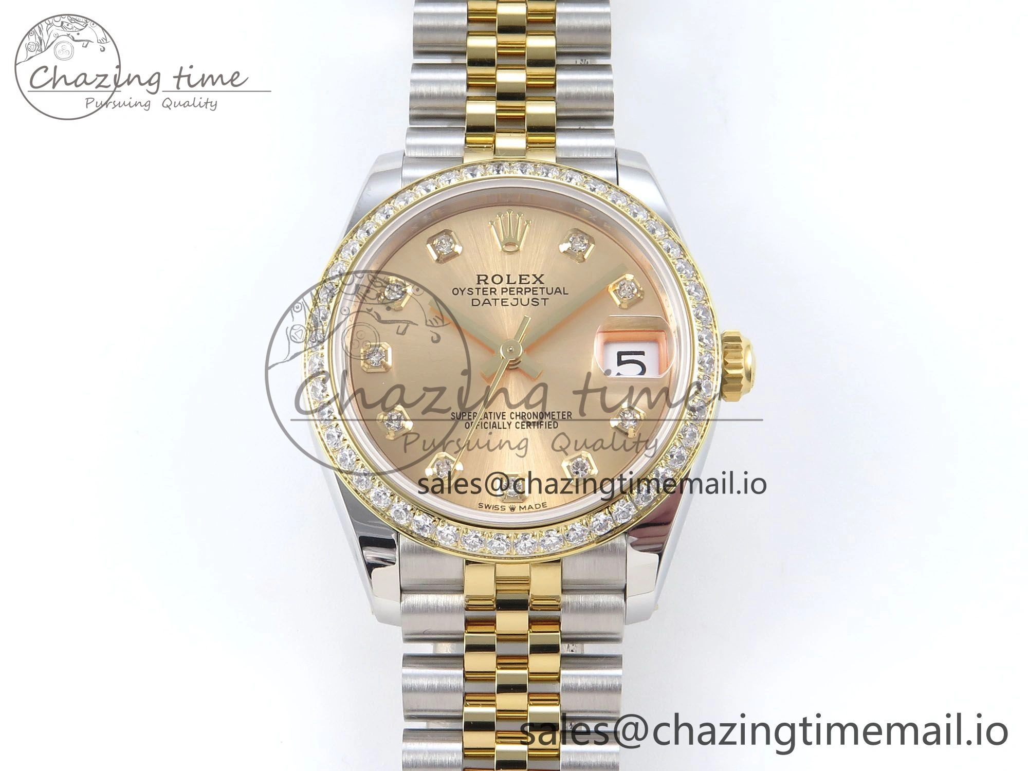 DateJust 31 278383RBR ARF 1:1 Best Edition 904L Steel YG Diamonds Dial Diamonds Bezel on SS YG Jubilee Bracelet ETA 2688