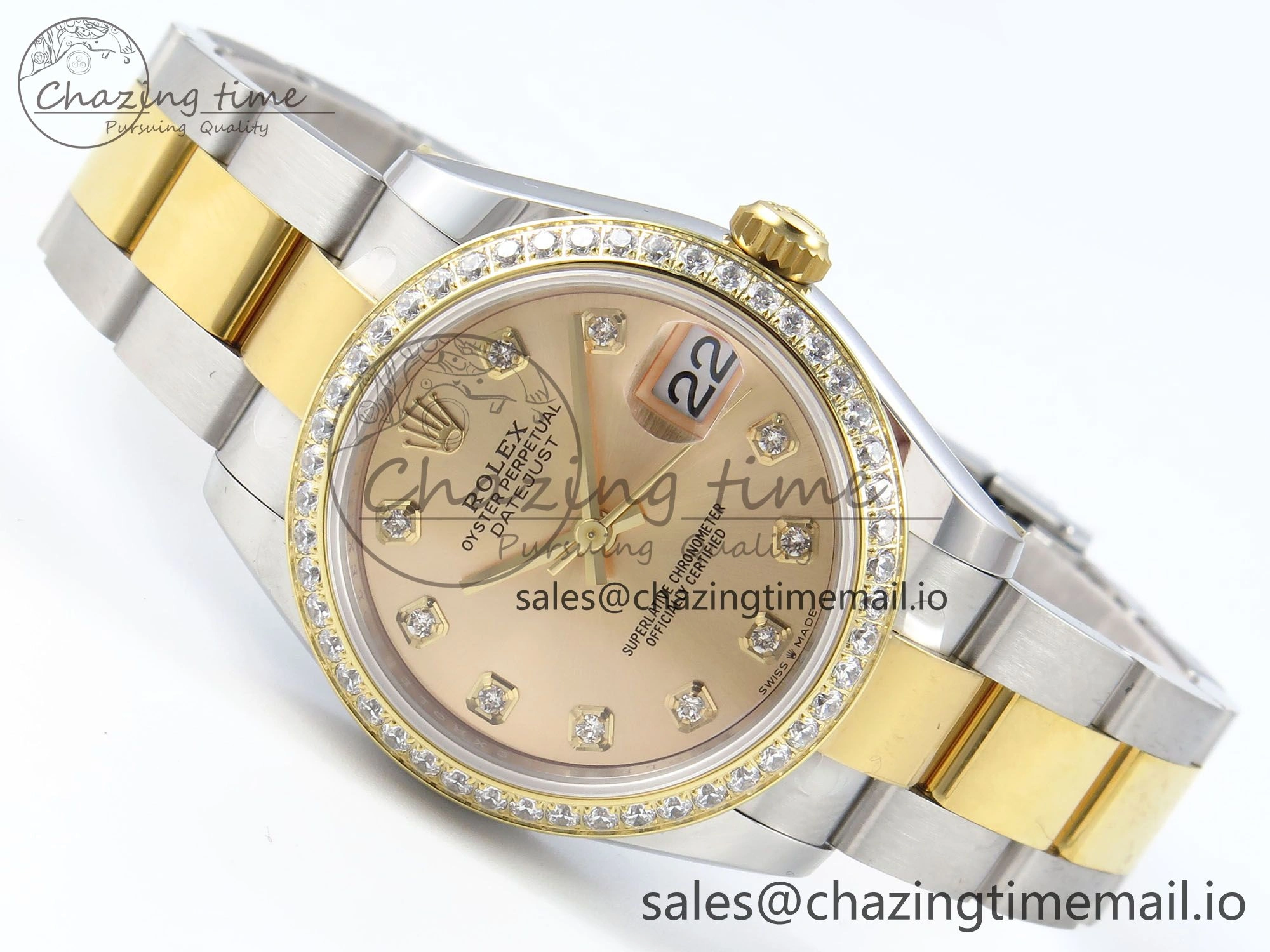 DateJust 31 278383RBR ARF 1:1 Best Edition 904L Steel YG Diamonds Dial Diamonds Bezel on SS YG Oyster Bracelet ETA 2688