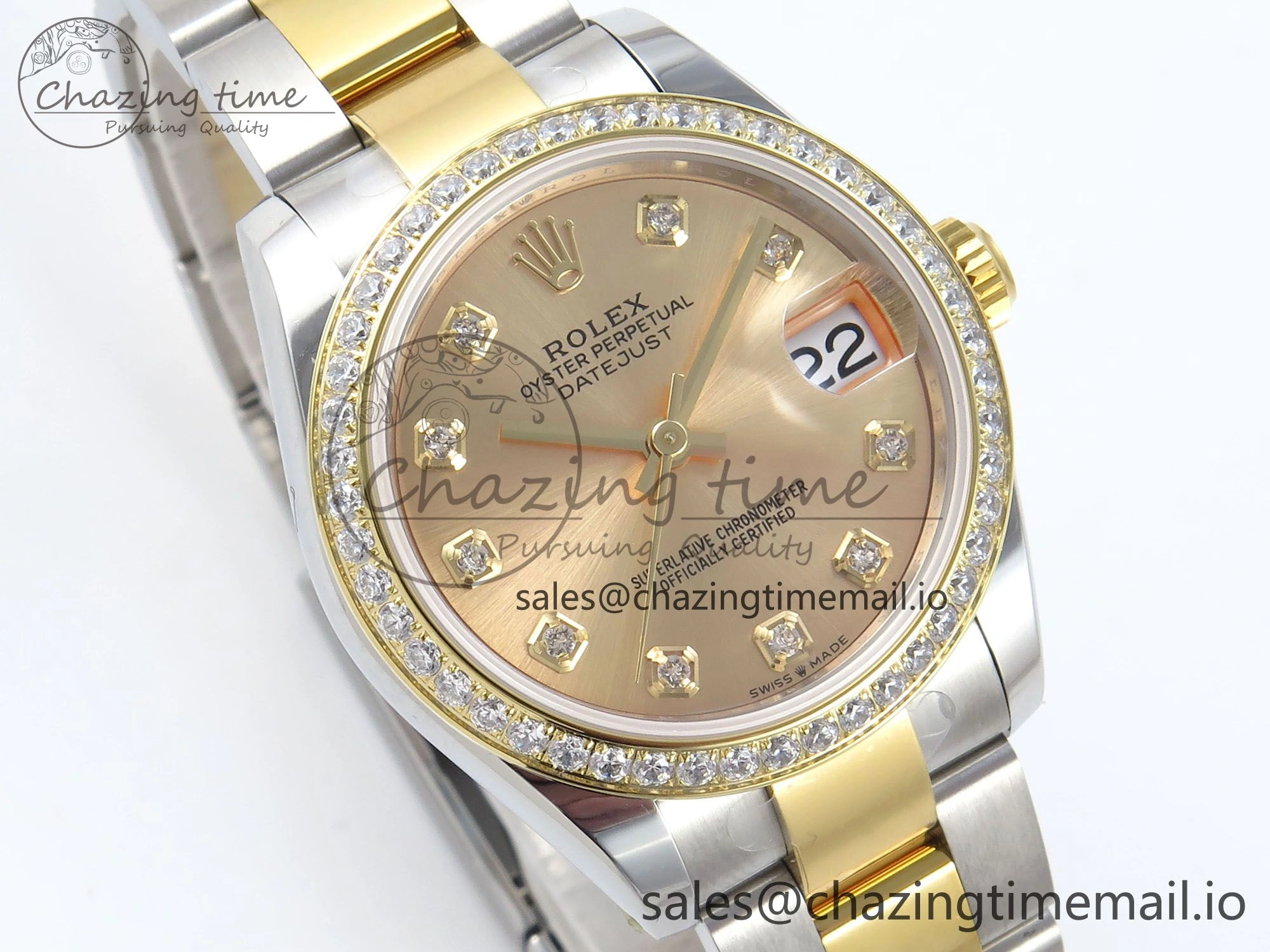 DateJust 31 278383RBR ARF 1:1 Best Edition 904L Steel YG Diamonds Dial Diamonds Bezel on SS YG Oyster Bracelet ETA 2688