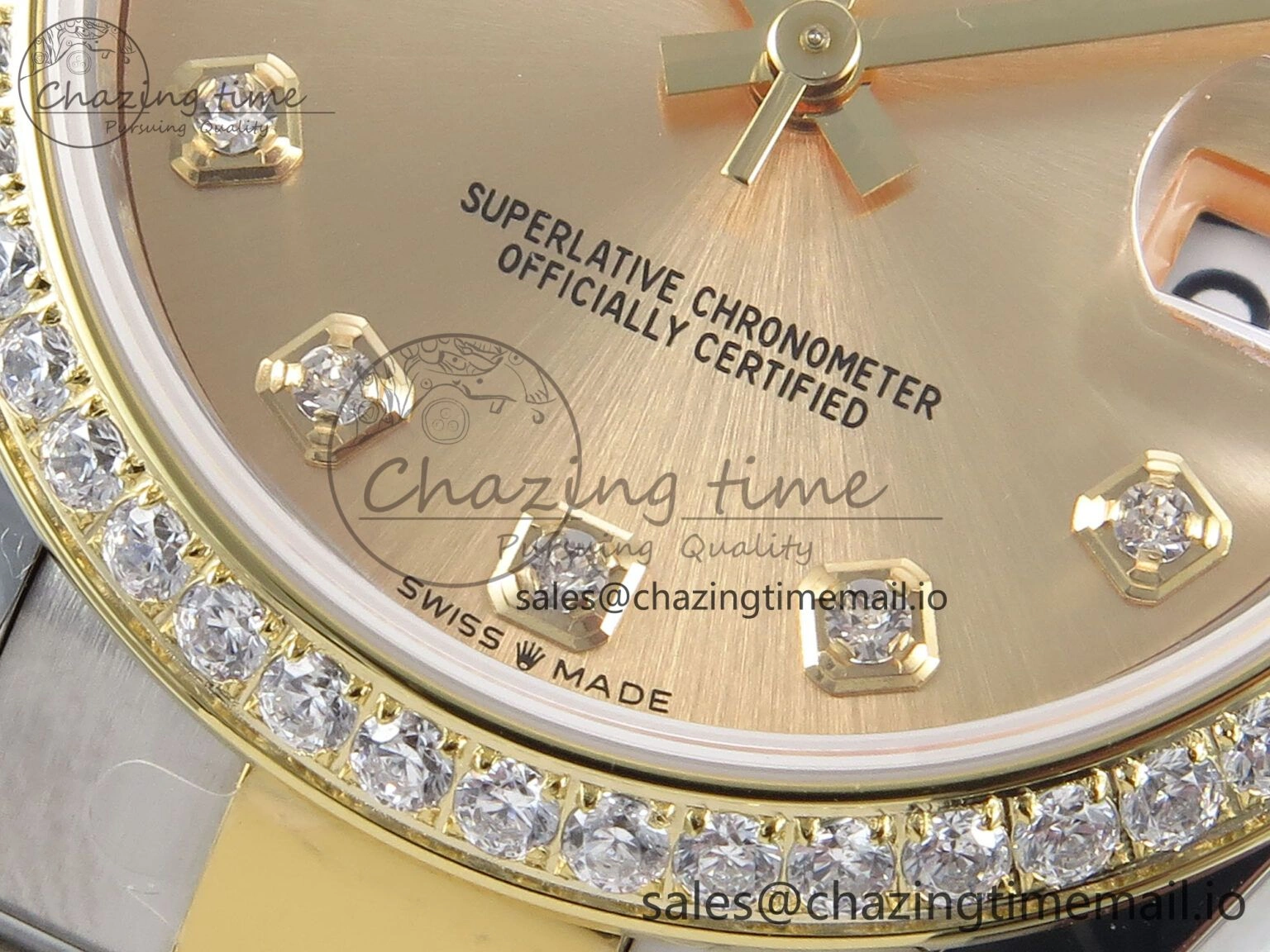 DateJust 31 278383RBR ARF 1:1 Best Edition 904L Steel YG Diamonds Dial Diamonds Bezel on SS YG Oyster Bracelet ETA 2688