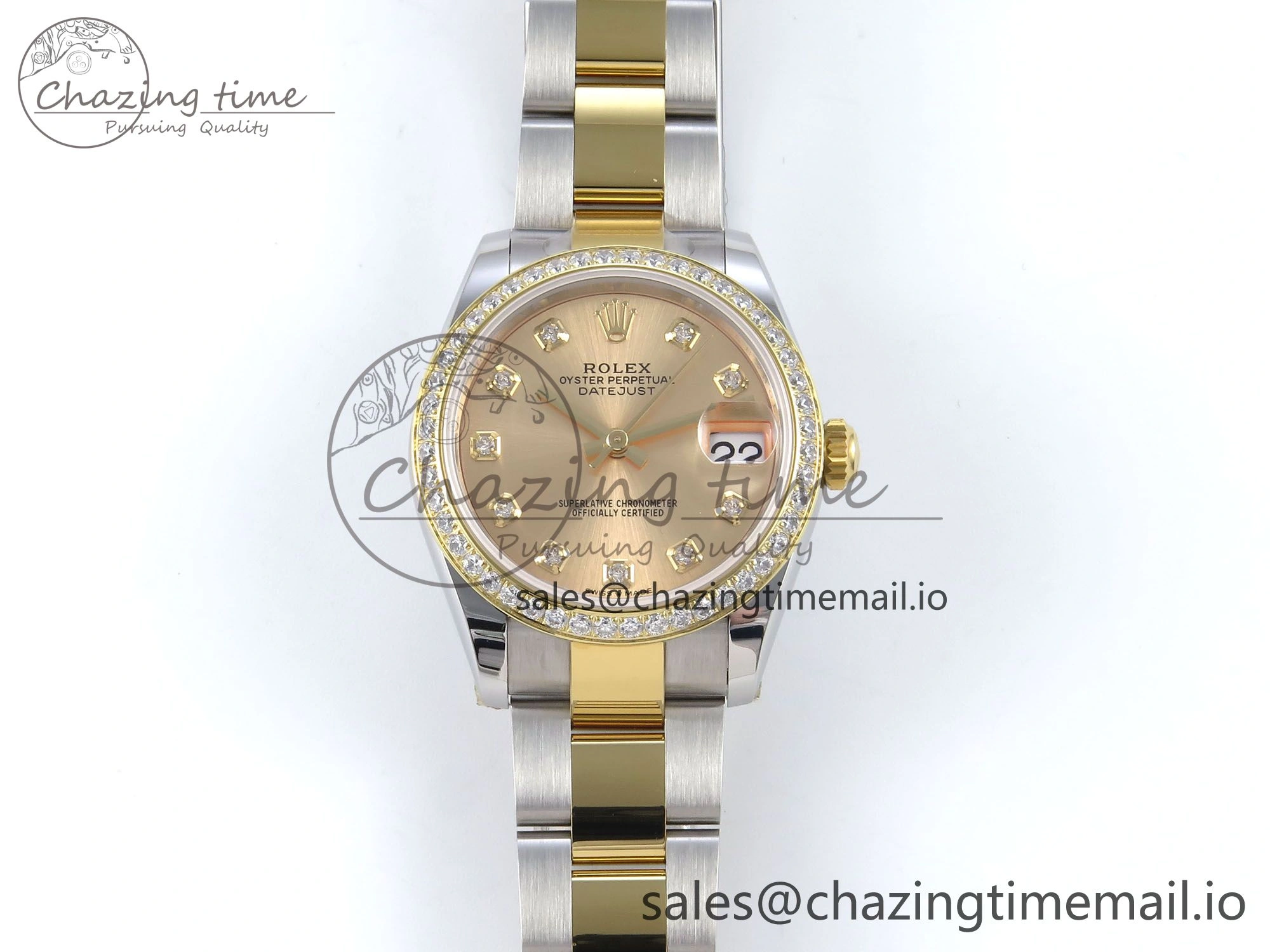 DateJust 31 278383RBR ARF 1:1 Best Edition 904L Steel YG Diamonds Dial Diamonds Bezel on SS YG Oyster Bracelet ETA 2688