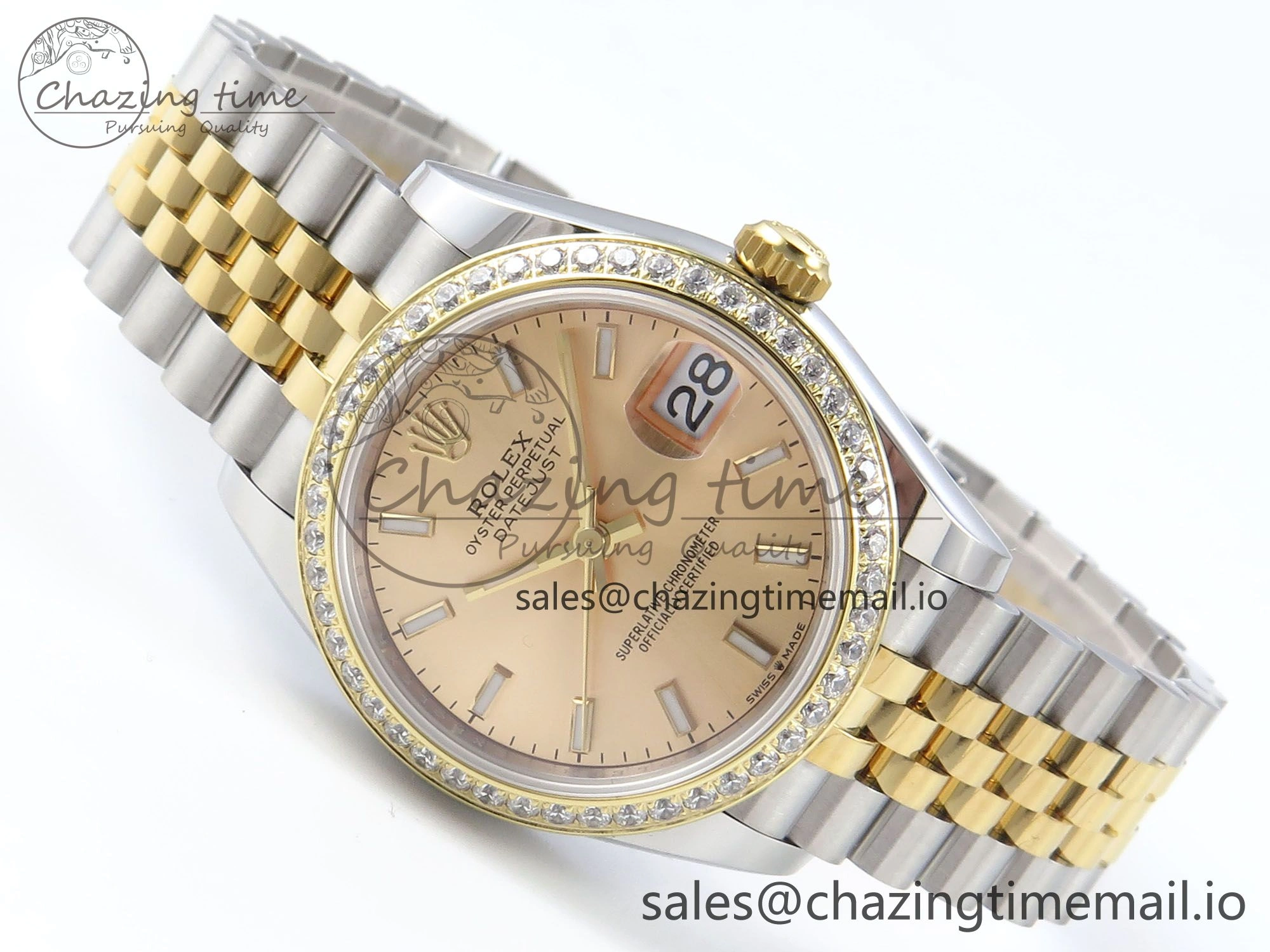 DateJust 31 278383RBR ARF 1:1 Best Edition 904L Steel YG Stick Dial Diamonds Bezel on SS YG Jubilee Bracelet ETA 2688