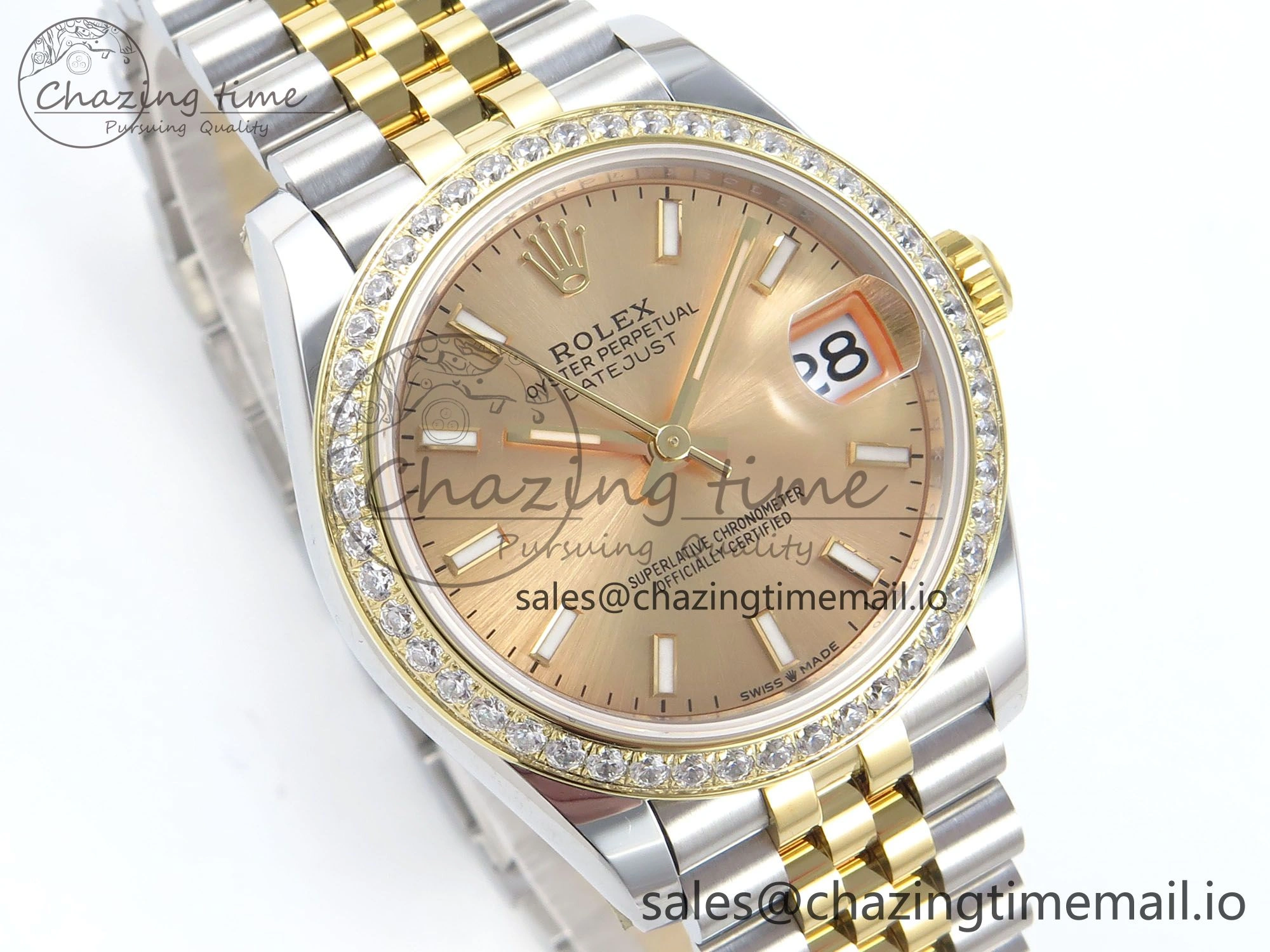 DateJust 31 278383RBR ARF 1:1 Best Edition 904L Steel YG Stick Dial Diamonds Bezel on SS YG Jubilee Bracelet ETA 2688