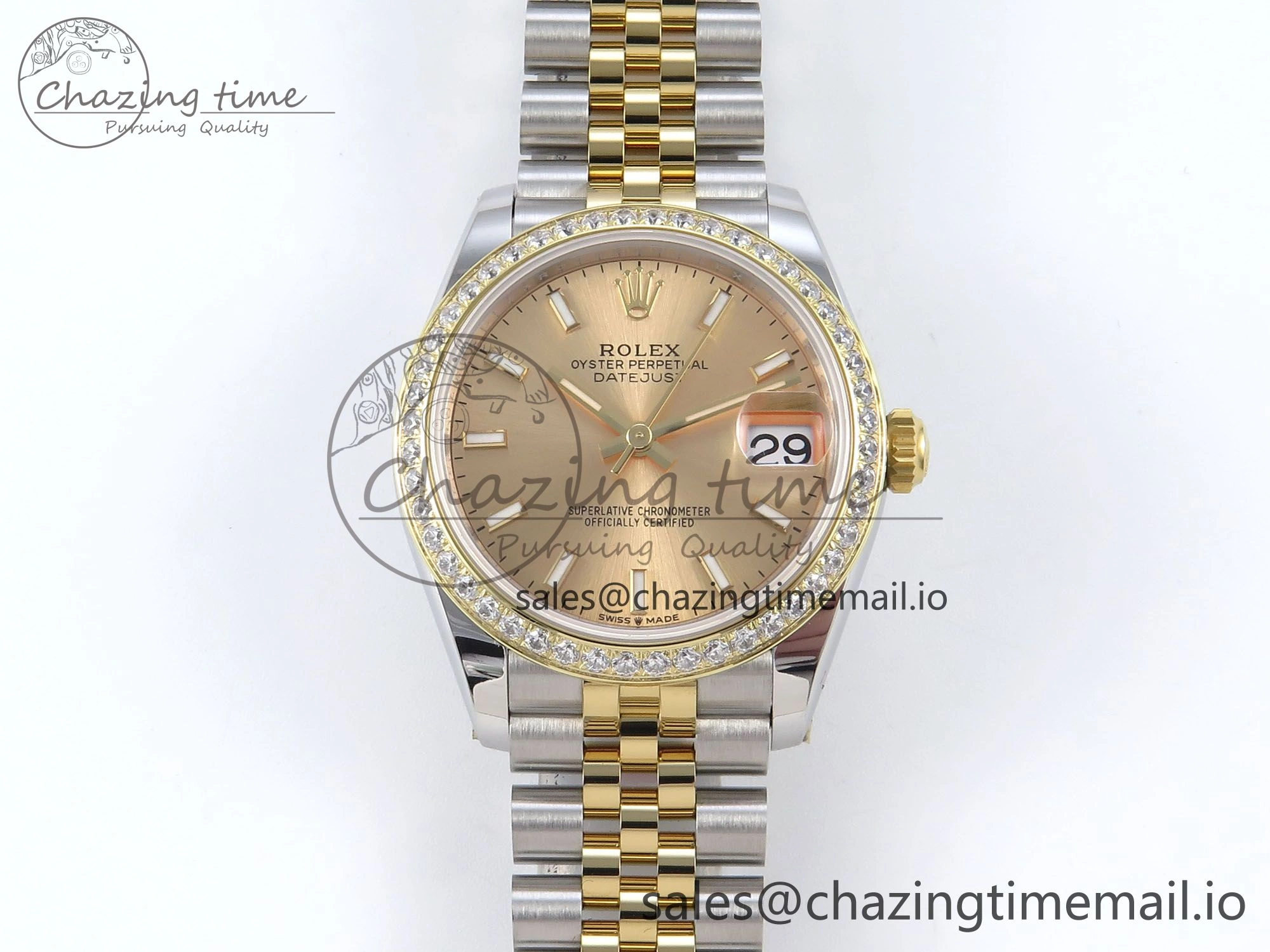 DateJust 31 278383RBR ARF 1:1 Best Edition 904L Steel YG Stick Dial Diamonds Bezel on SS YG Jubilee Bracelet ETA 2688