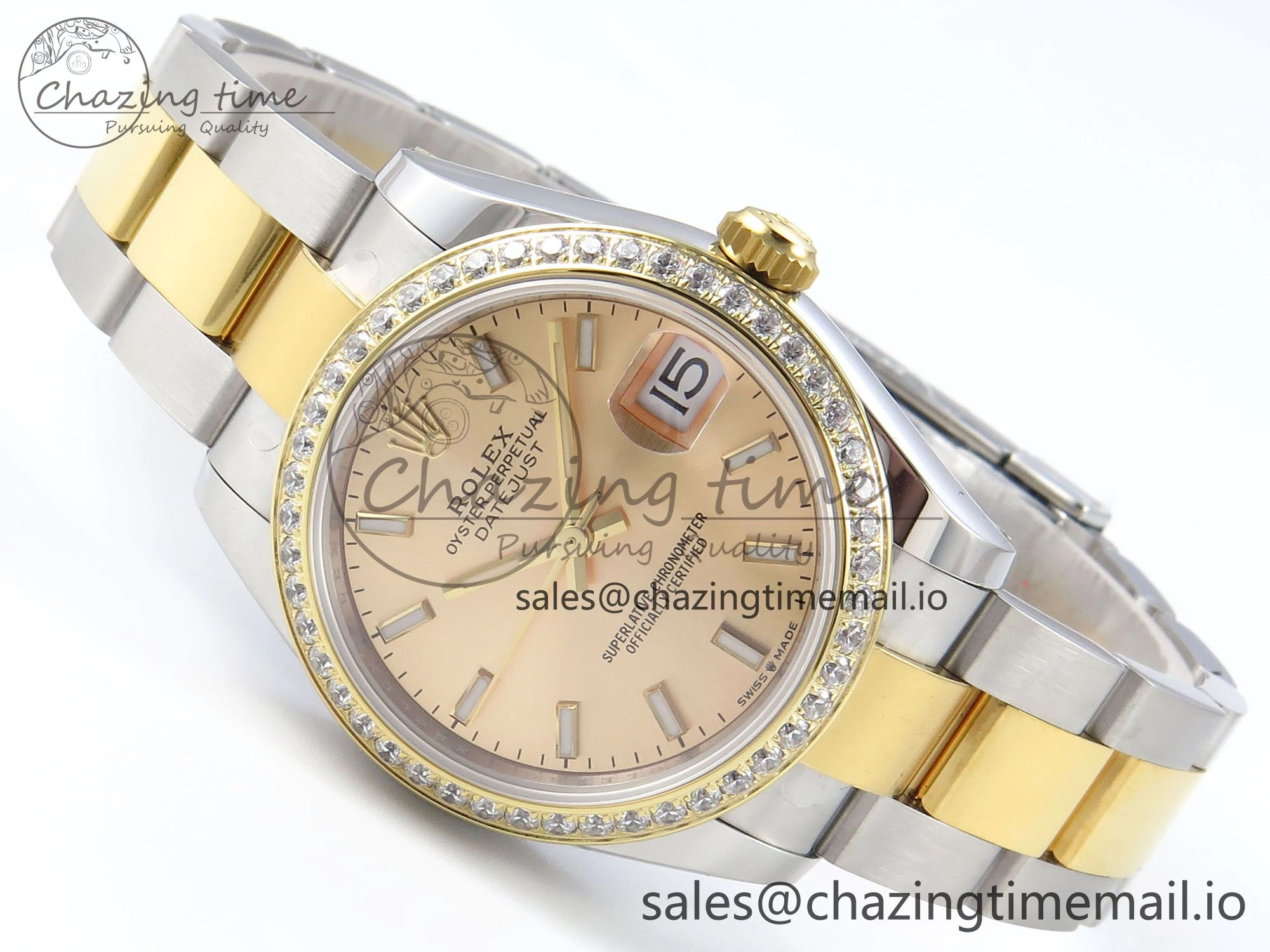 DateJust 31 278383RBR ARF 1:1 Best Edition 904L Steel YG Stick Dial Diamonds Bezel on SS YG Oyster Bracelet ETA 2688