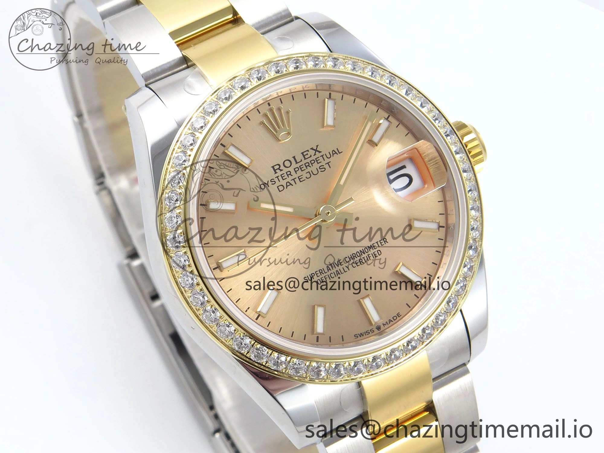 DateJust 31 278383RBR ARF 1:1 Best Edition 904L Steel YG Stick Dial Diamonds Bezel on SS YG Oyster Bracelet ETA 2688