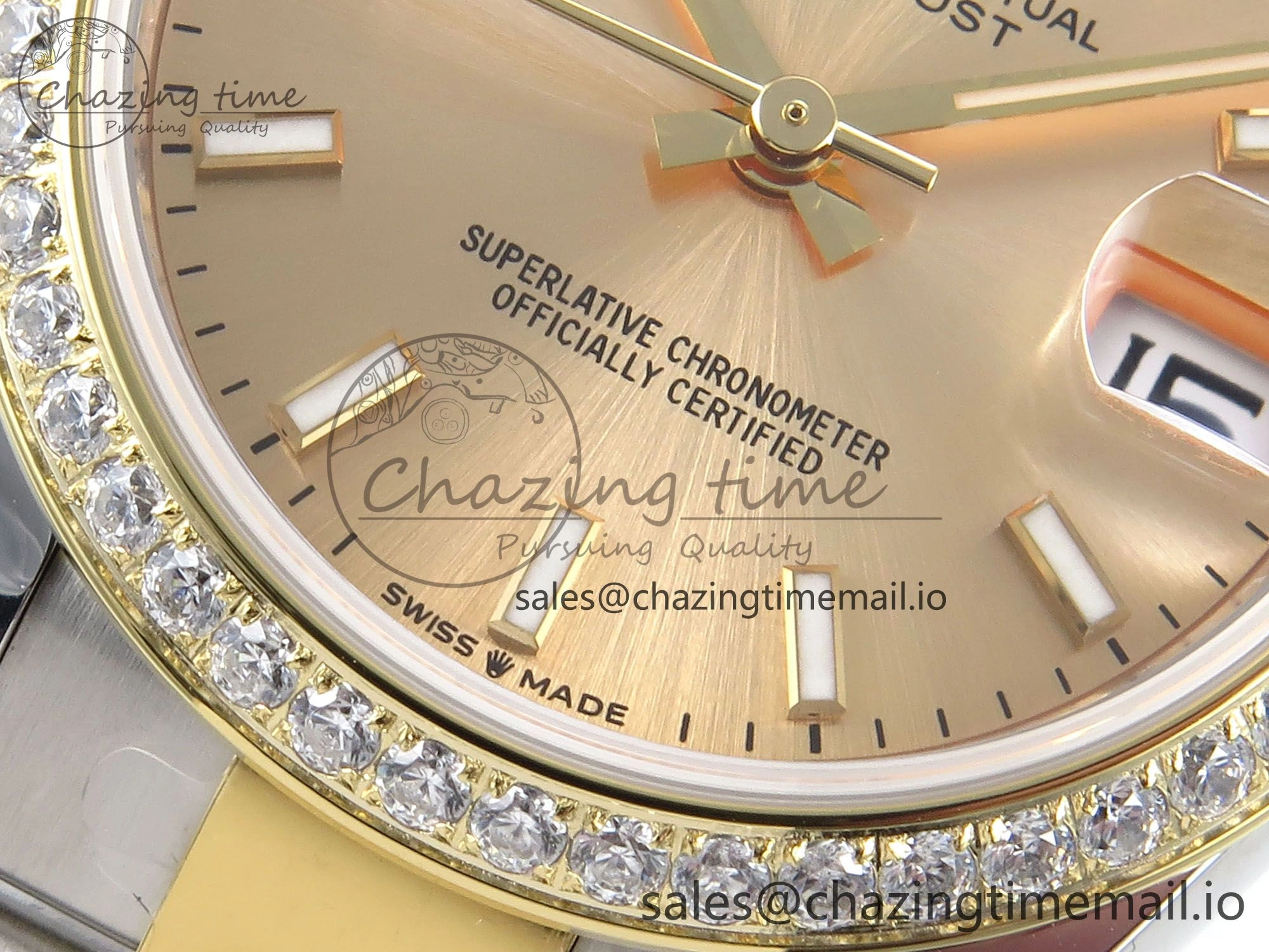 DateJust 31 278383RBR ARF 1:1 Best Edition 904L Steel YG Stick Dial Diamonds Bezel on SS YG Oyster Bracelet ETA 2688