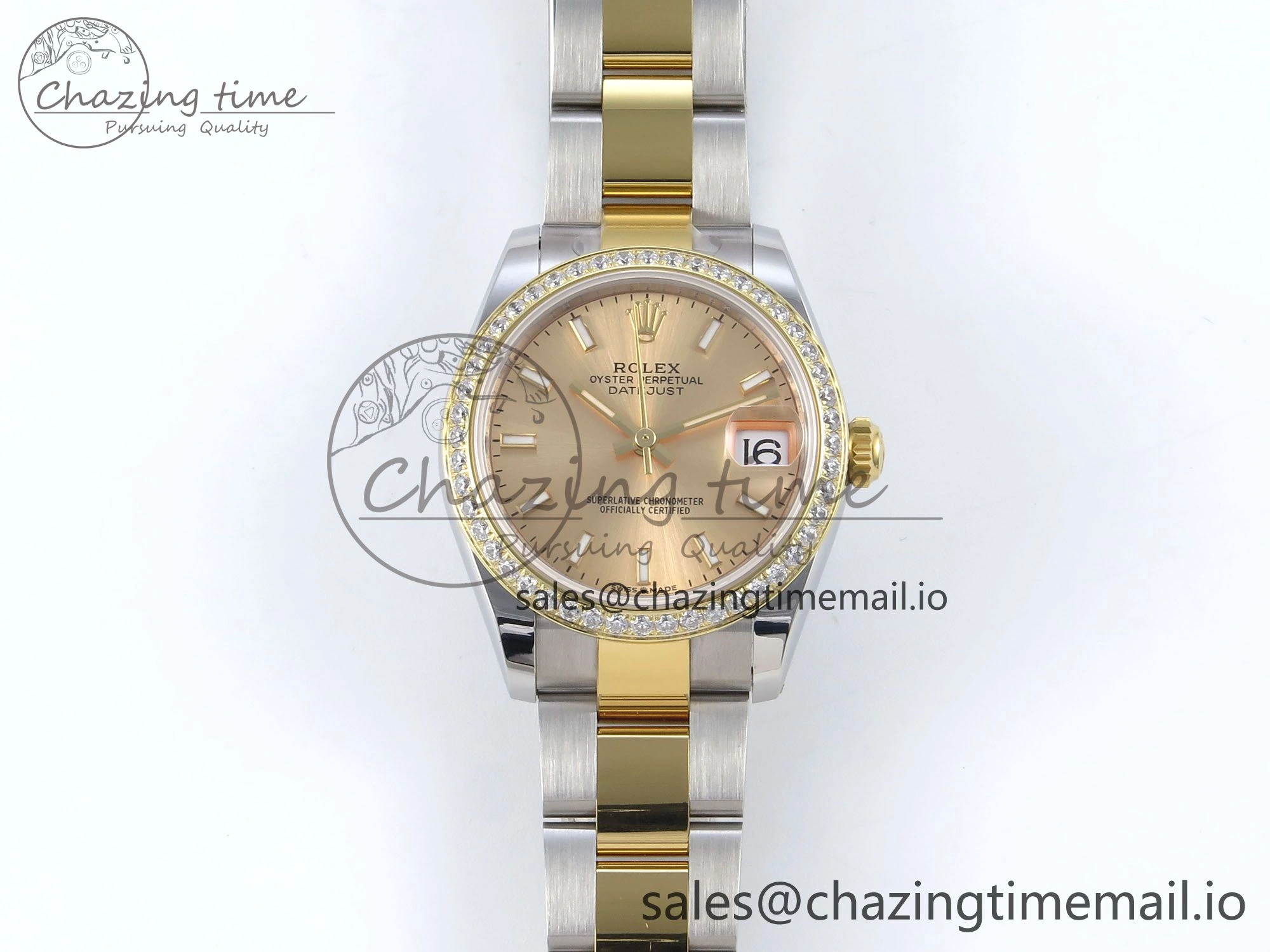 DateJust 31 278383RBR ARF 1:1 Best Edition 904L Steel YG Stick Dial Diamonds Bezel on SS YG Oyster Bracelet ETA 2688