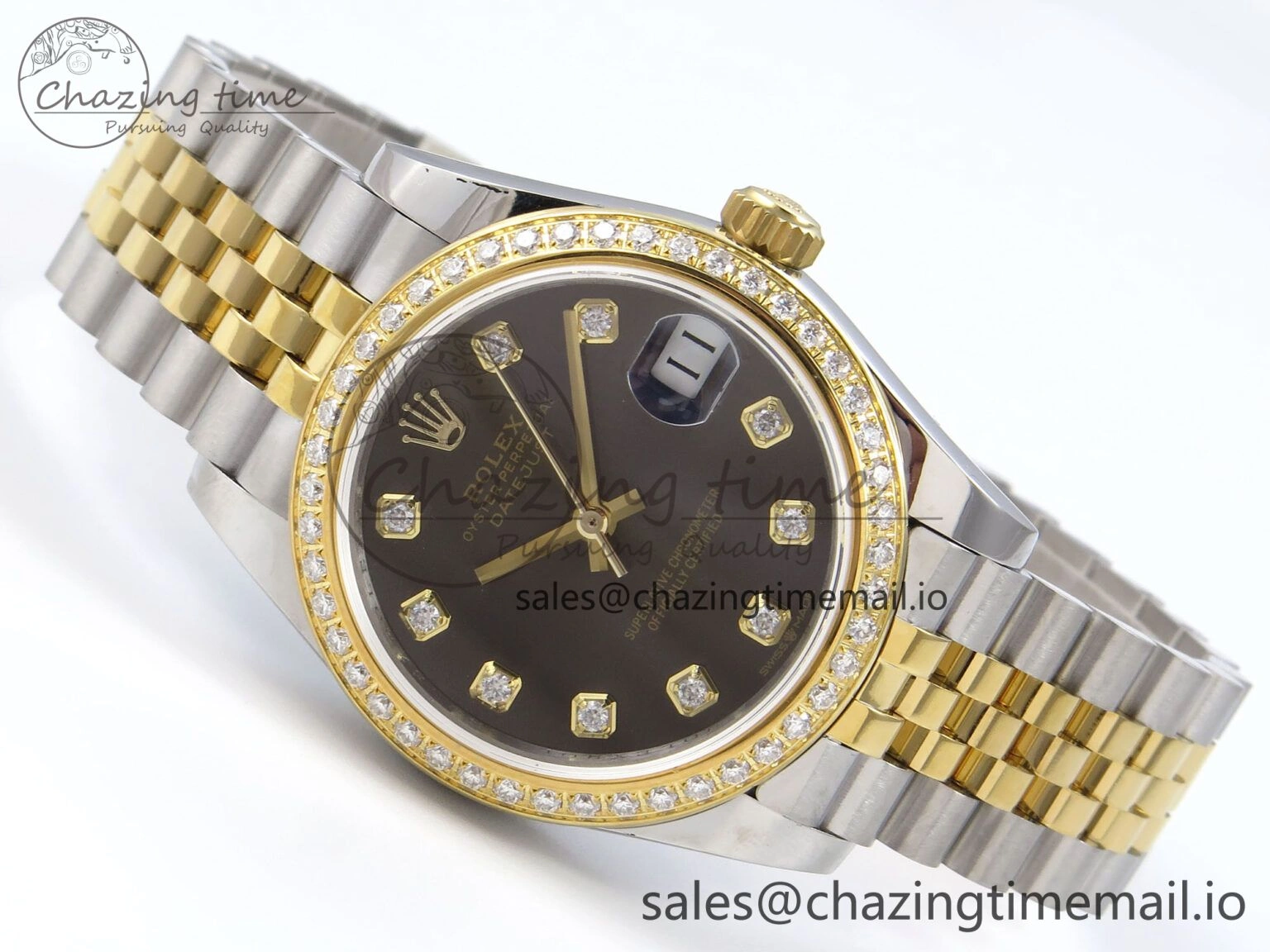 DateJust 31 278383RBR JARF 1:1 Best Edition 904L Steel Gray Diamonds Dial on SS YG Jubilee Bracelet HZ2236