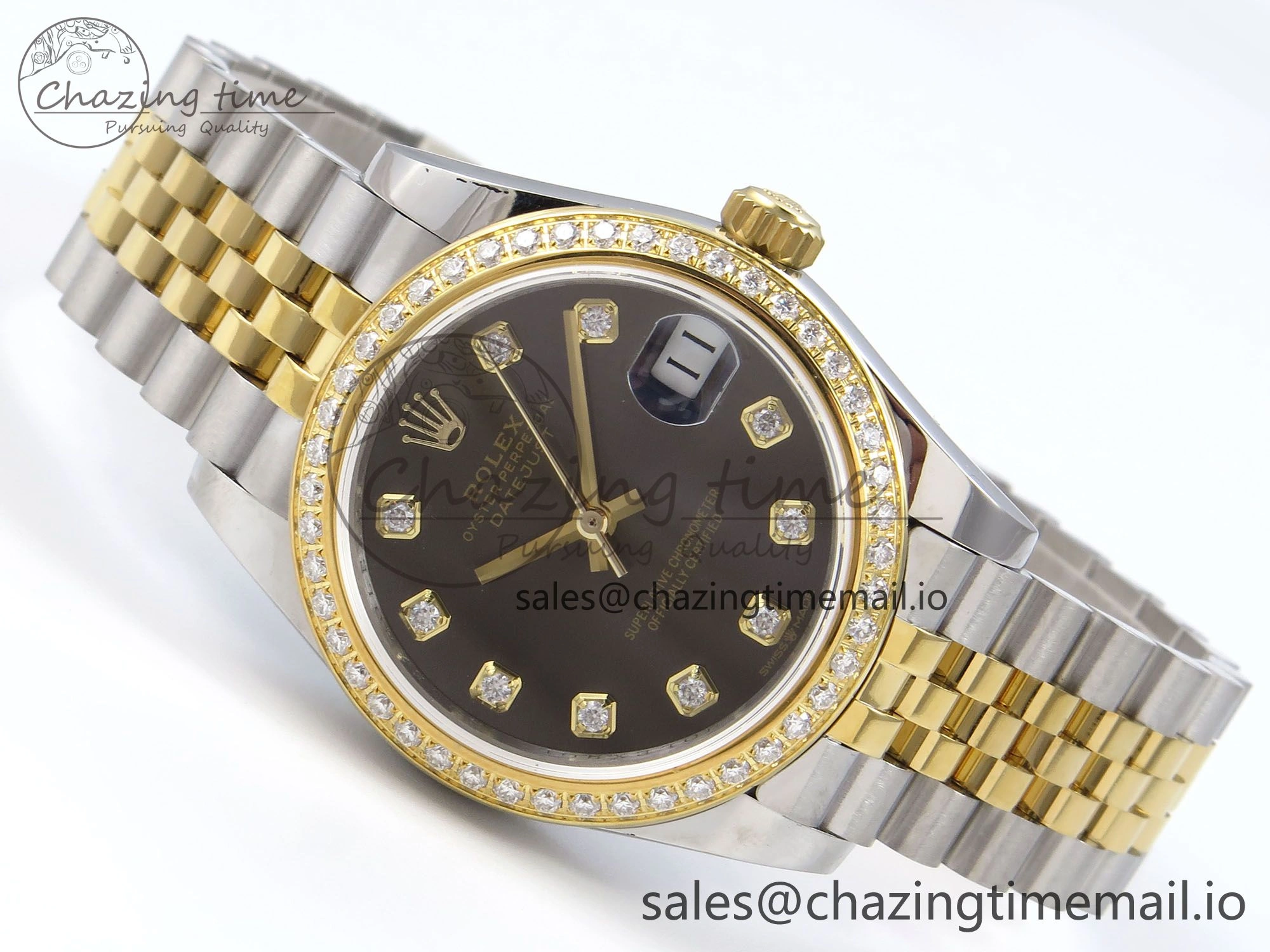 DateJust 31 278383RBR JARF 1:1 Best Edition 904L Steel Gray Diamonds Dial on SS YG Jubilee Bracelet HZ2236