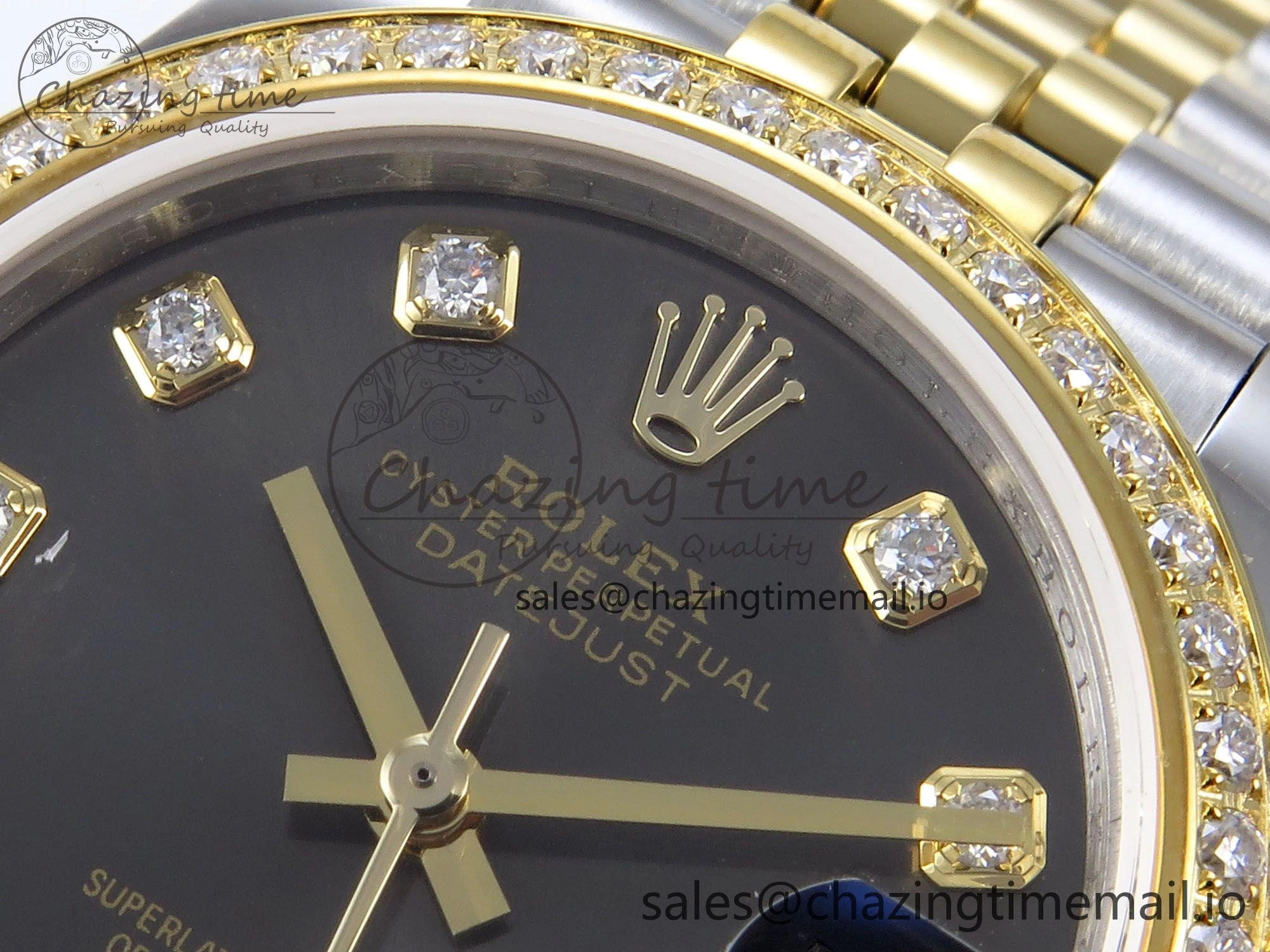 DateJust 31 278383RBR JARF 1:1 Best Edition 904L Steel Gray Diamonds Dial on SS YG Jubilee Bracelet HZ2236