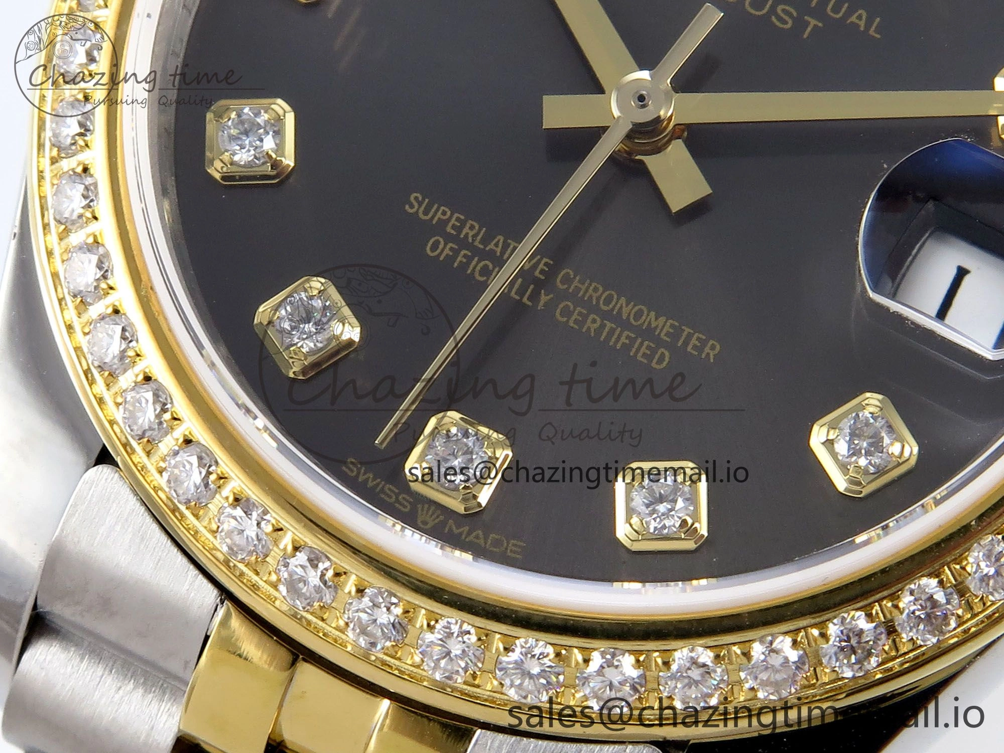 DateJust 31 278383RBR JARF 1:1 Best Edition 904L Steel Gray Diamonds Dial on SS YG Jubilee Bracelet HZ2236