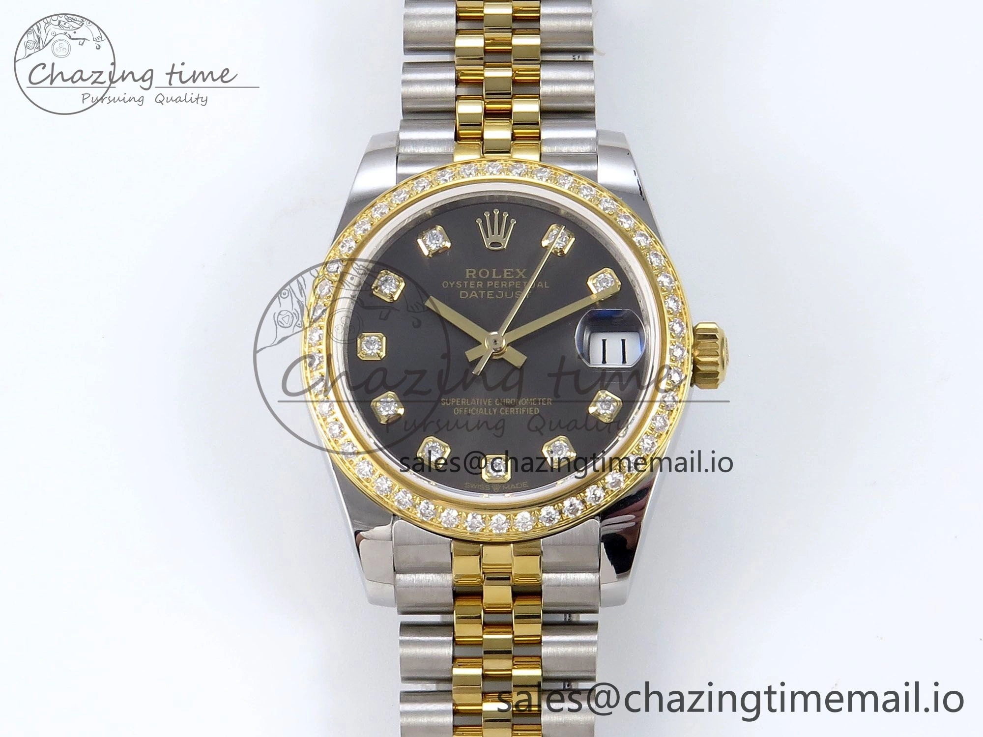 DateJust 31 278383RBR JARF 1:1 Best Edition 904L Steel Gray Diamonds Dial on SS YG Jubilee Bracelet HZ2236