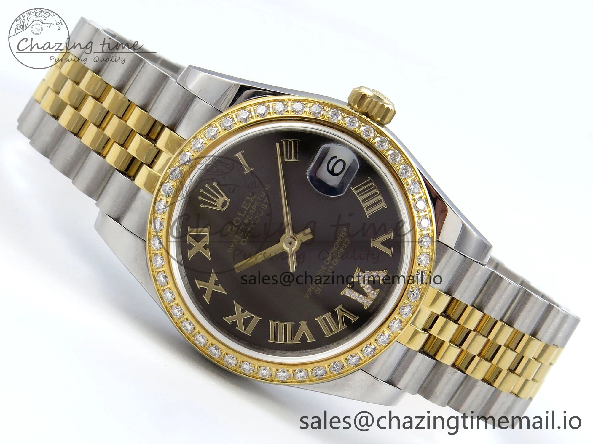DateJust 31 278383RBR JARF 1:1 Best Edition 904L Steel Gray Roman Diamonds Dial on SS YG Jubilee Bracelet HZ2236