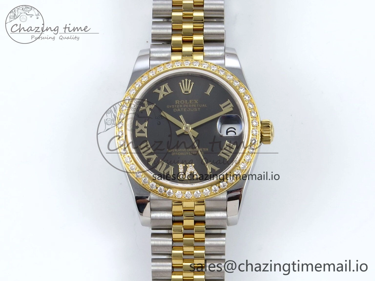 DateJust 31 278383RBR JARF 1:1 Best Edition 904L Steel Gray Roman Diamonds Dial on SS YG Jubilee Bracelet HZ2236