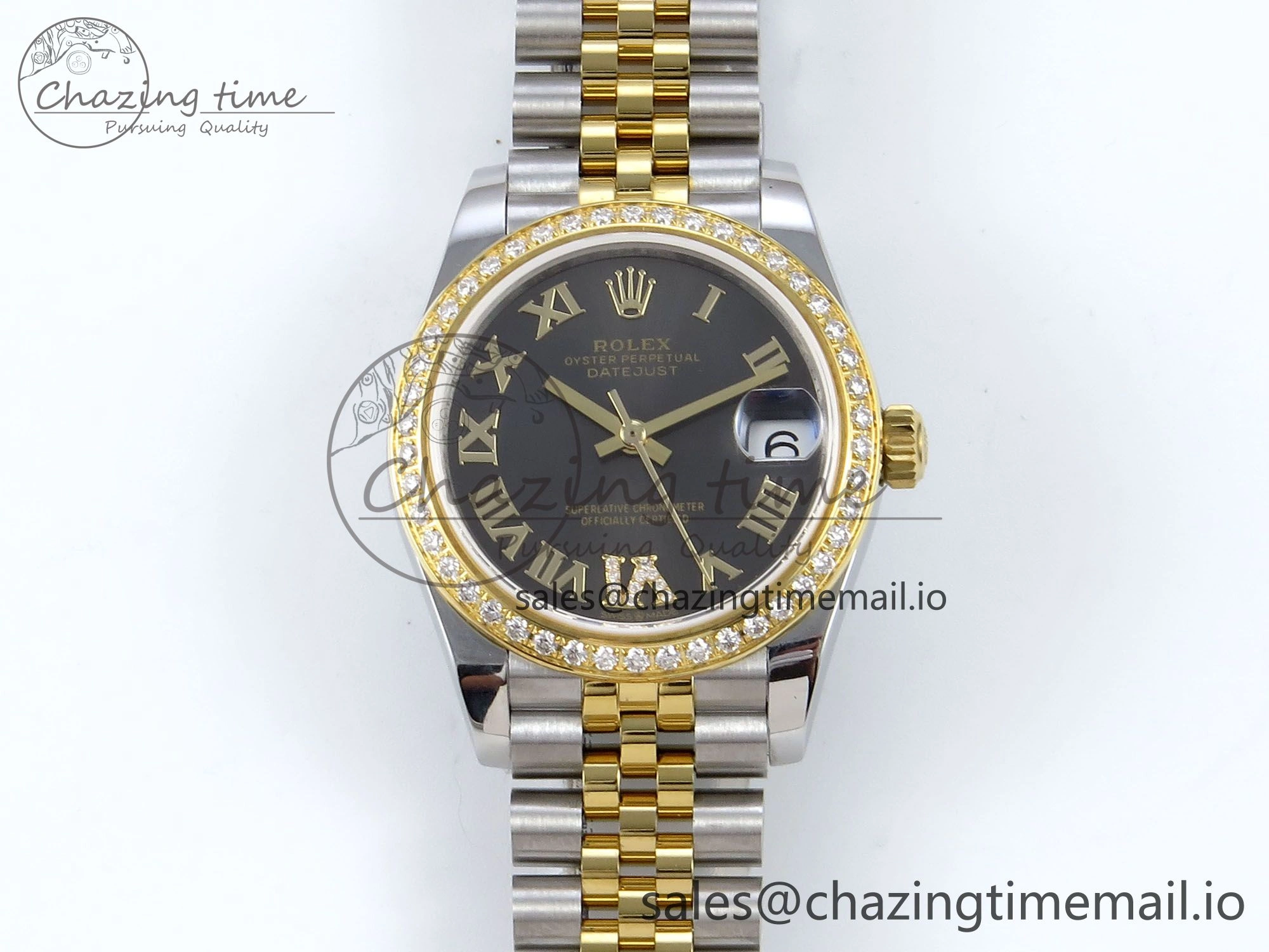 DateJust 31 278383RBR JARF 1:1 Best Edition 904L Steel Gray Roman Diamonds Dial on SS YG Jubilee Bracelet HZ2236