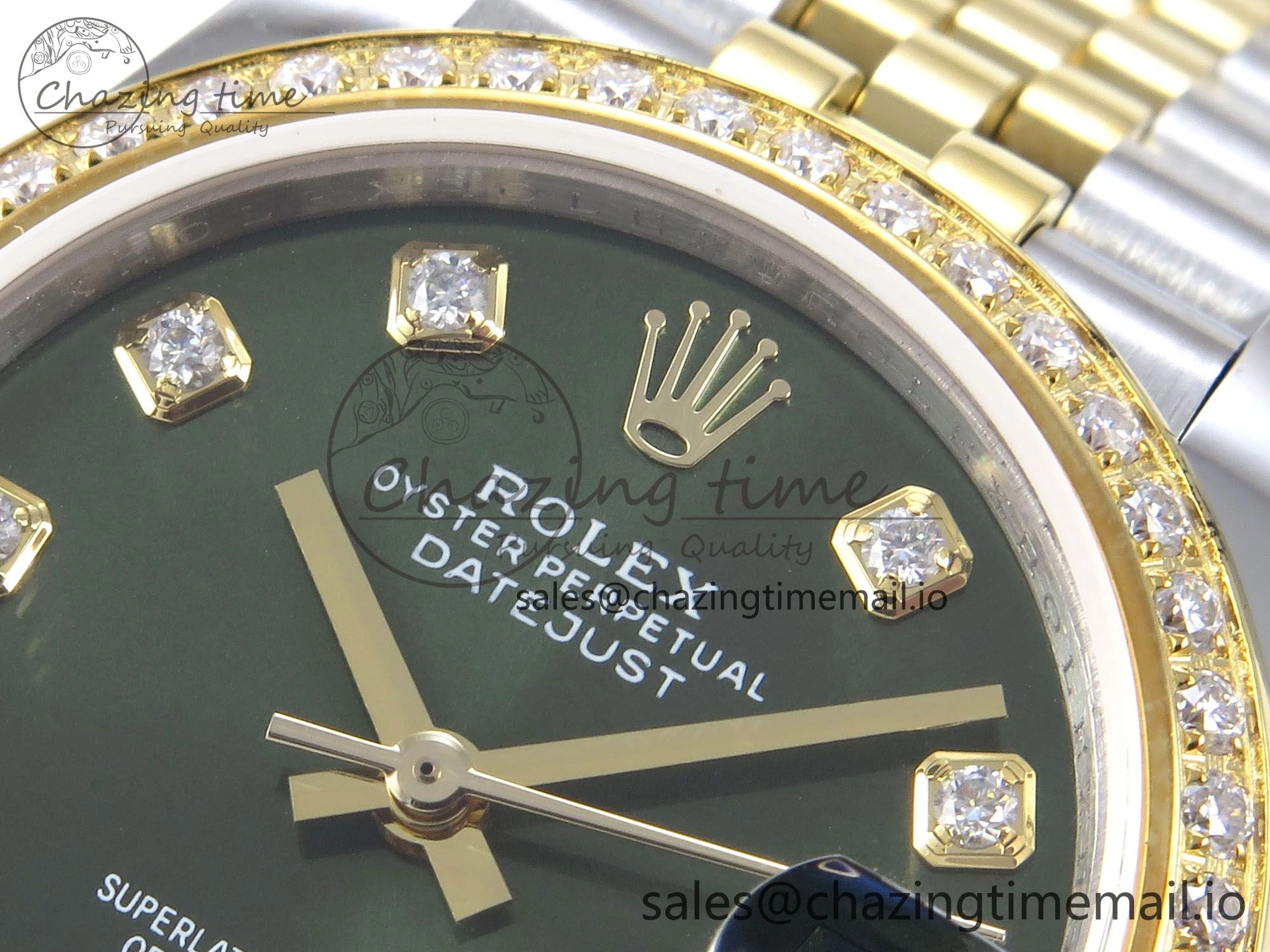 DateJust 31 278383RBR JARF 1:1 Best Edition 904L Steel Green Diamonds Dial on SS YG Jubilee Bracelet HZ2236