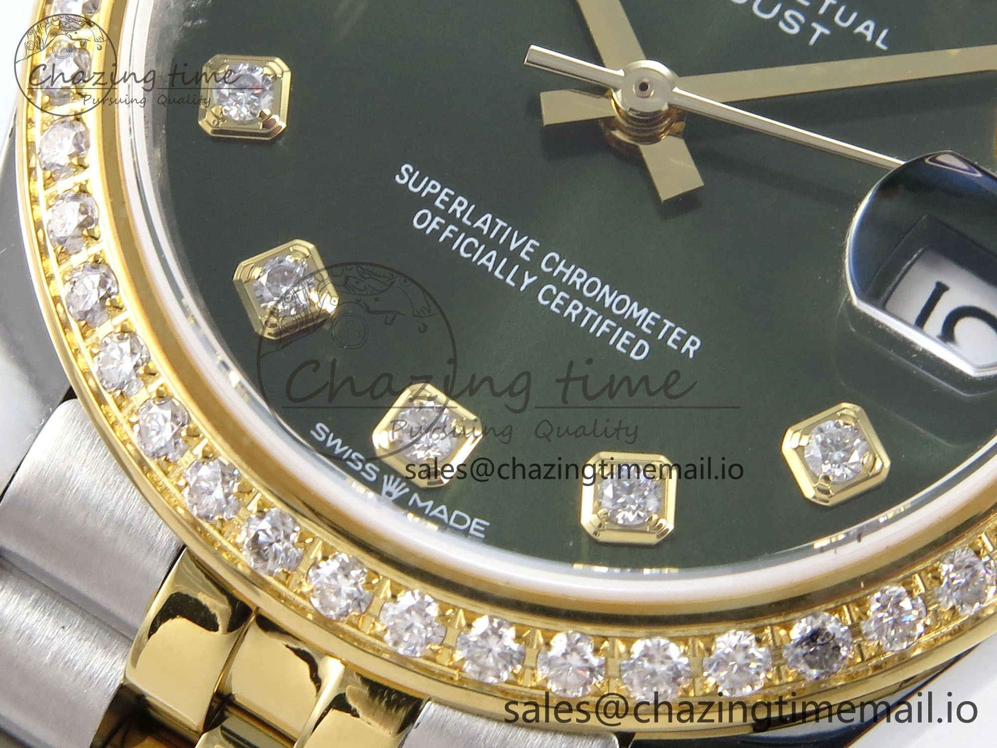 DateJust 31 278383RBR JARF 1:1 Best Edition 904L Steel Green Diamonds Dial on SS YG Jubilee Bracelet HZ2236
