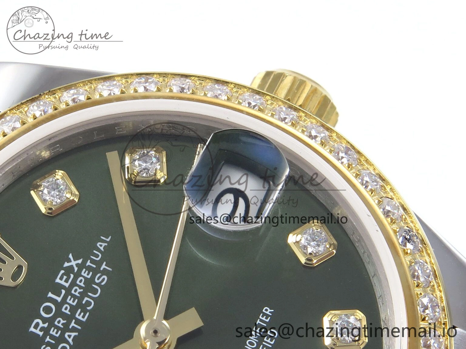 DateJust 31 278383RBR JARF 1:1 Best Edition 904L Steel Green Diamonds Dial on SS YG Jubilee Bracelet HZ2236