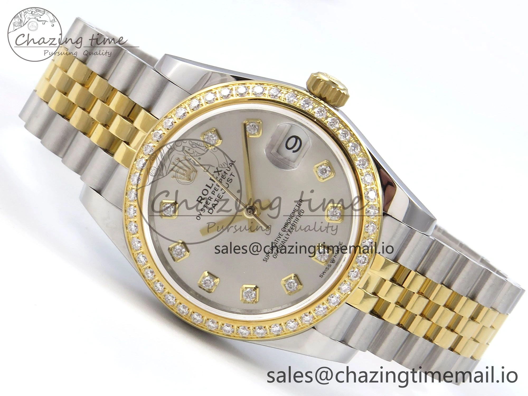 DateJust 31 278383RBR JARF 1:1 Best Edition 904L Steel Silver Diamonds Dial on SS YG Jubilee Bracelet HZ2236