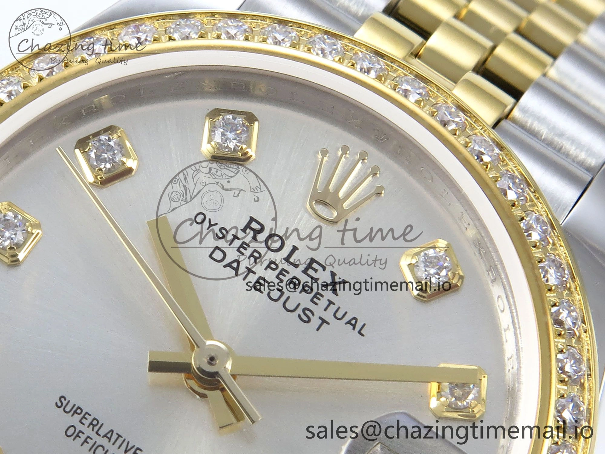 DateJust 31 278383RBR JARF 1:1 Best Edition 904L Steel Silver Diamonds Dial on SS YG Jubilee Bracelet HZ2236