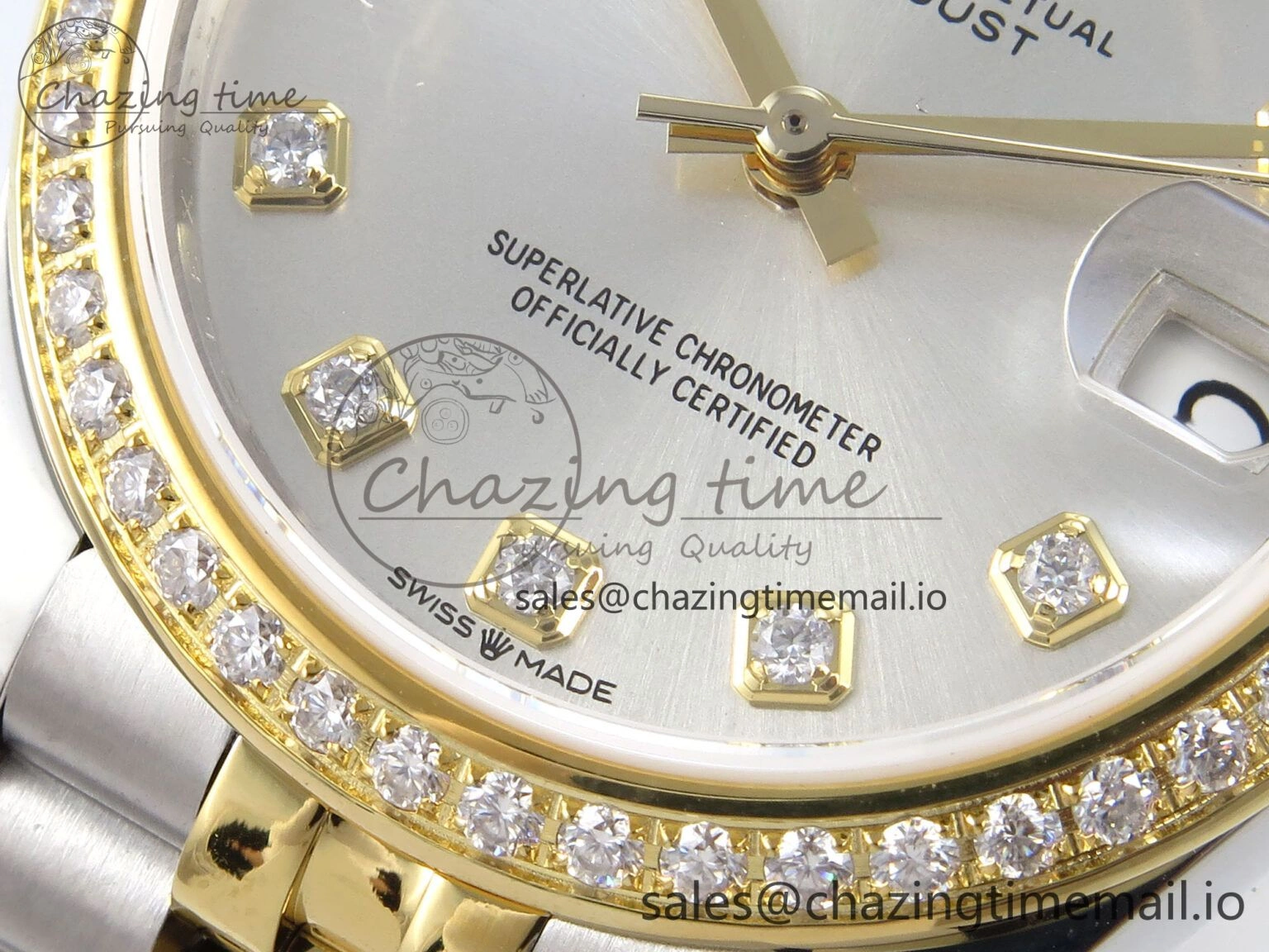 DateJust 31 278383RBR JARF 1:1 Best Edition 904L Steel Silver Diamonds Dial on SS YG Jubilee Bracelet HZ2236