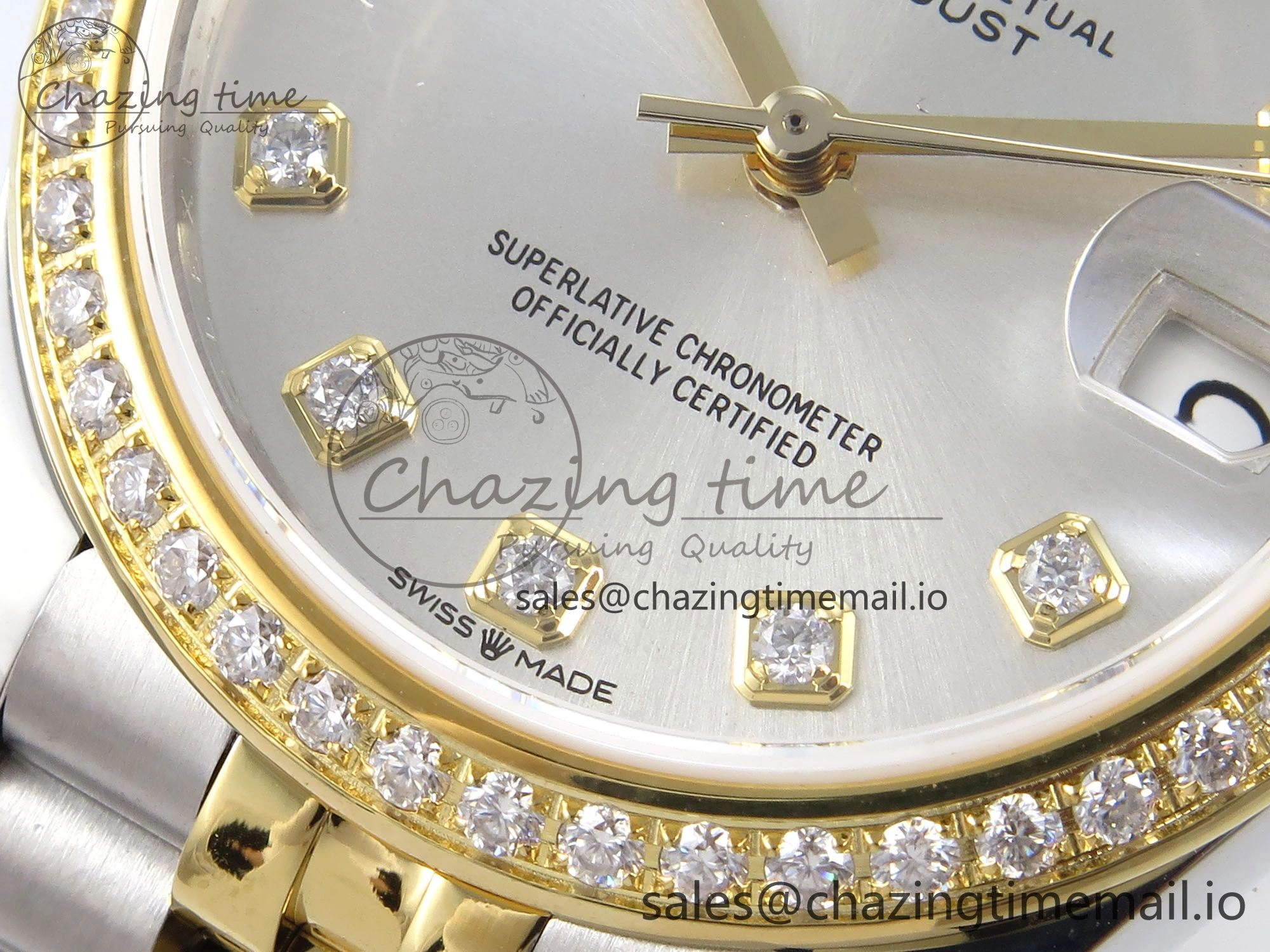 DateJust 31 278383RBR JARF 1:1 Best Edition 904L Steel Silver Diamonds Dial on SS YG Jubilee Bracelet HZ2236