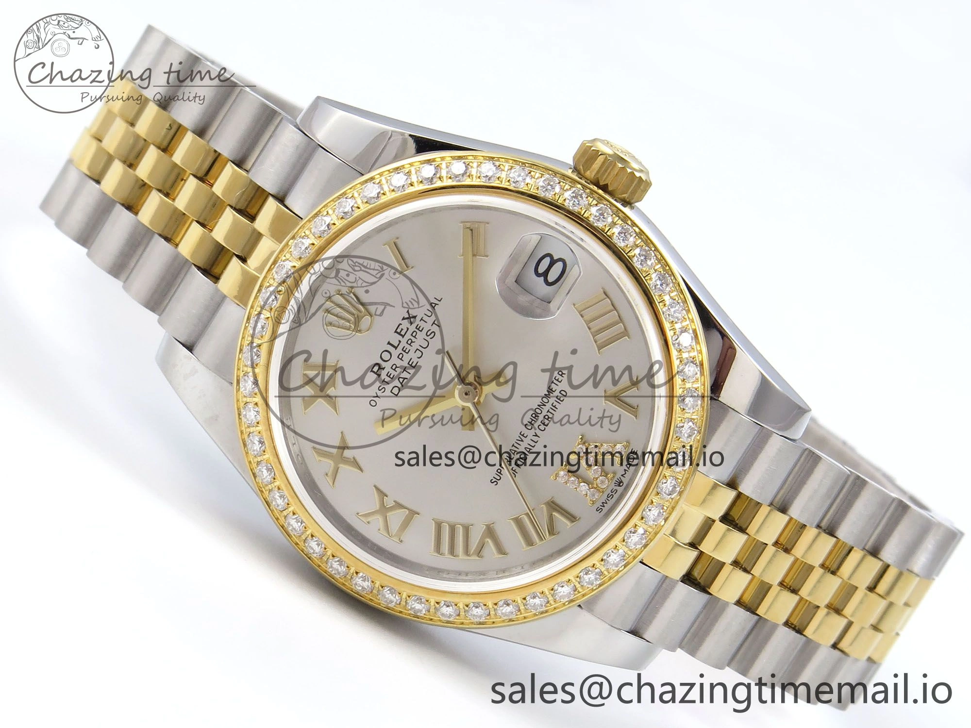 DateJust 31 278383RBR JARF 1:1 Best Edition 904L Steel Silver Roman Diamonds Dial on SS YG Jubilee Bracelet HZ2236