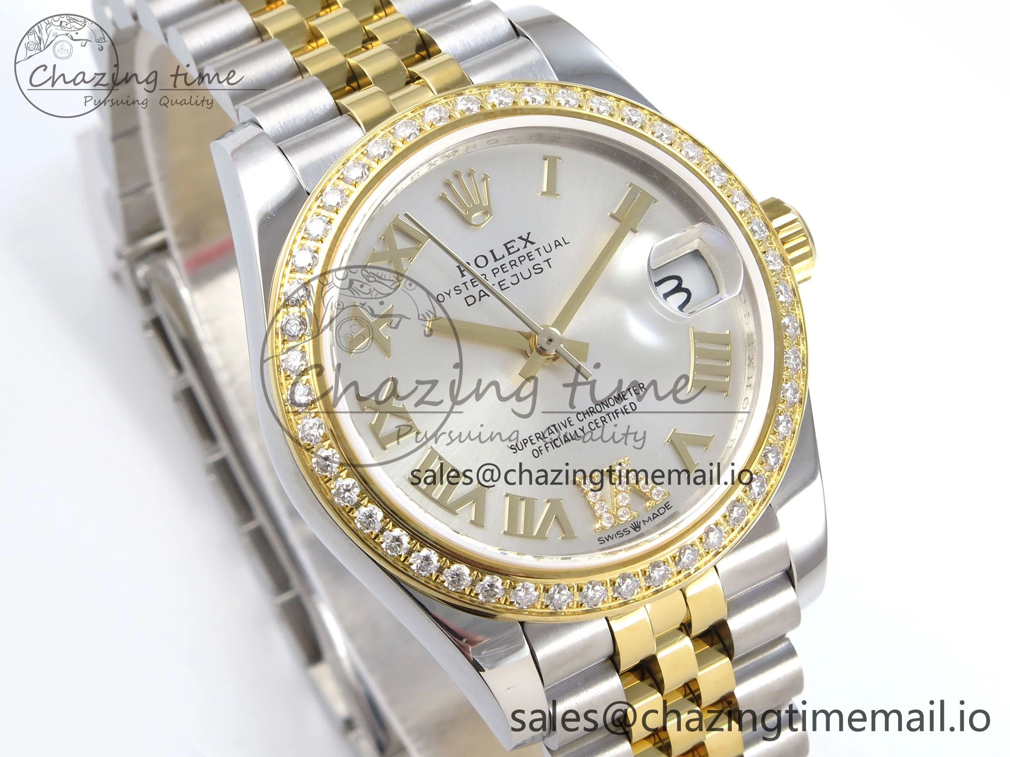 DateJust 31 278383RBR JARF 1:1 Best Edition 904L Steel Silver Roman Diamonds Dial on SS YG Jubilee Bracelet HZ2236