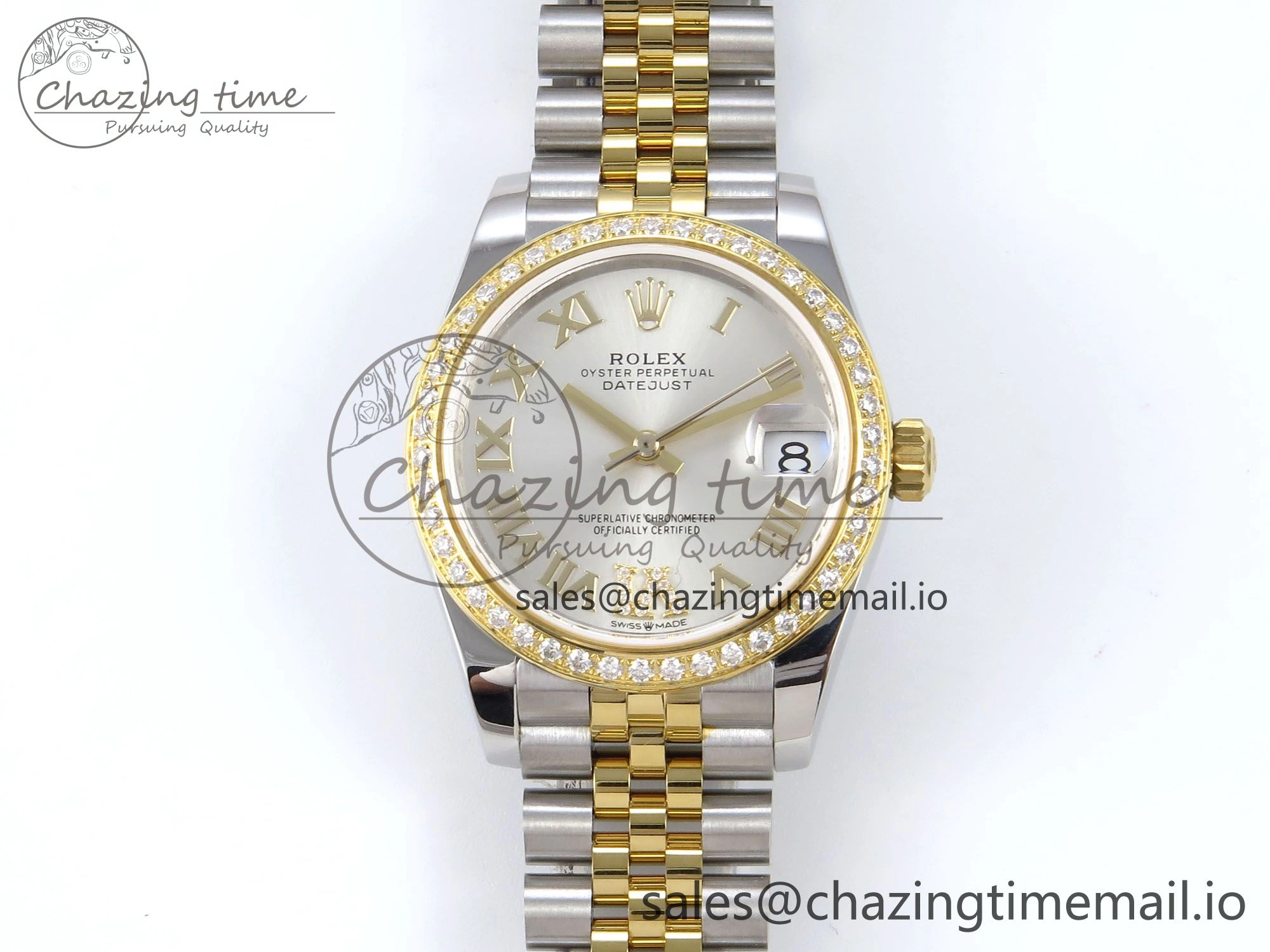 DateJust 31 278383RBR JARF 1:1 Best Edition 904L Steel Silver Roman Diamonds Dial on SS YG Jubilee Bracelet HZ2236