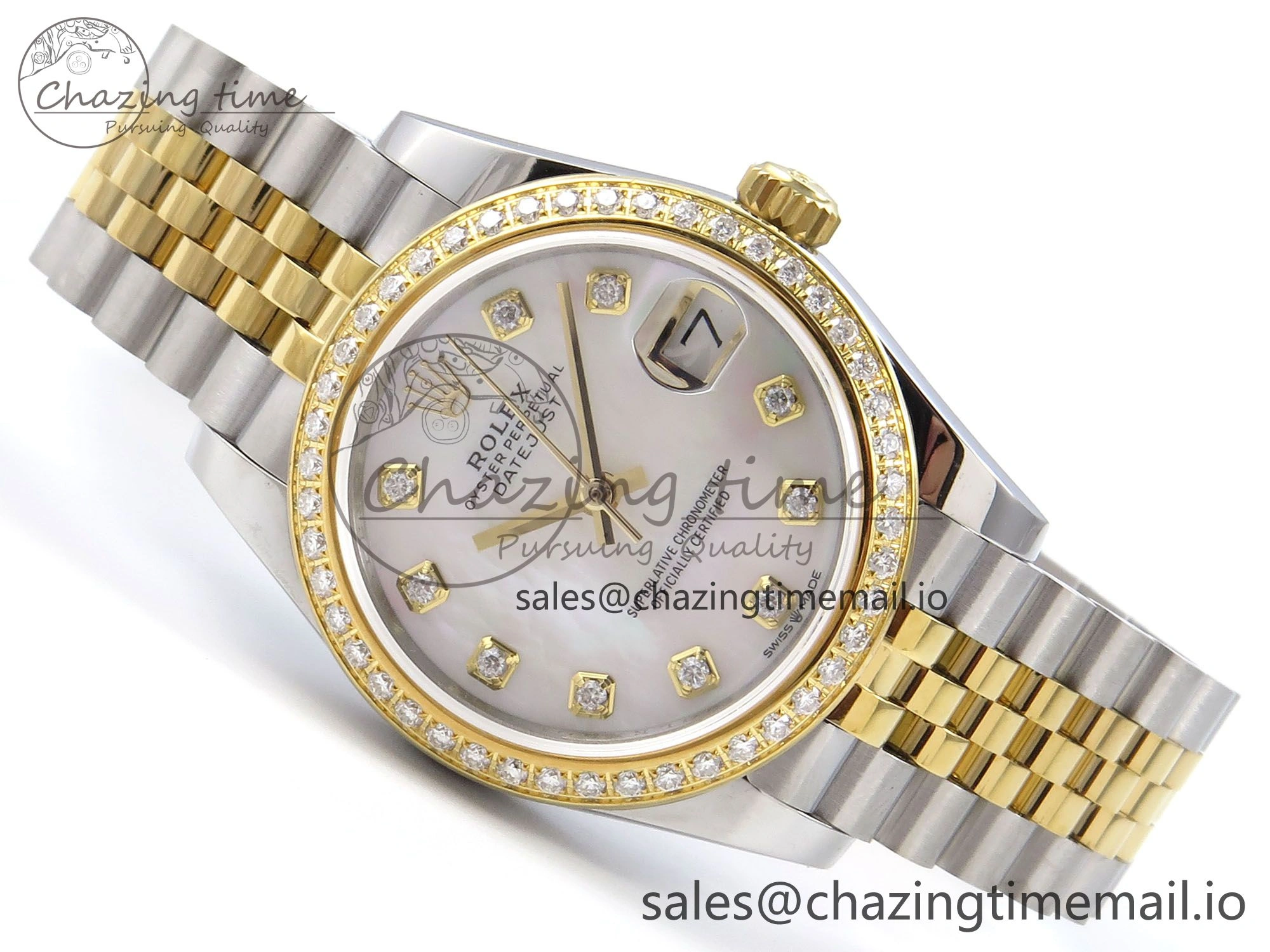 DateJust 31 278383RBR JARF 1:1 Best Edition 904L Steel White MOP Diamonds Dial on SS YG Jubilee Bracelet HZ2236