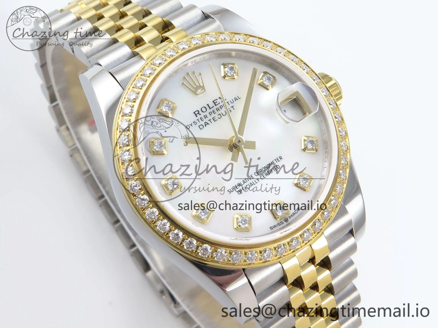 DateJust 31 278383RBR JARF 1:1 Best Edition 904L Steel White MOP Diamonds Dial on SS YG Jubilee Bracelet HZ2236