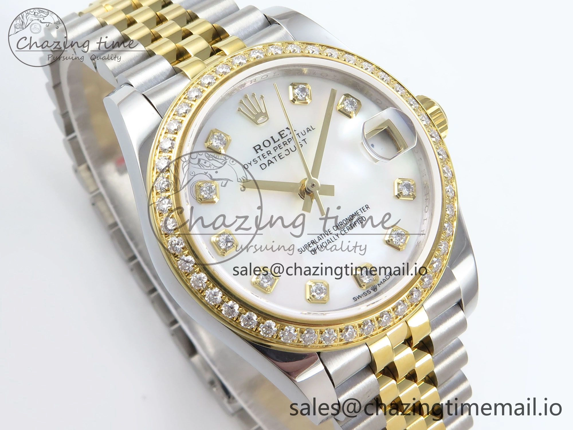 DateJust 31 278383RBR JARF 1:1 Best Edition 904L Steel White MOP Diamonds Dial on SS YG Jubilee Bracelet HZ2236